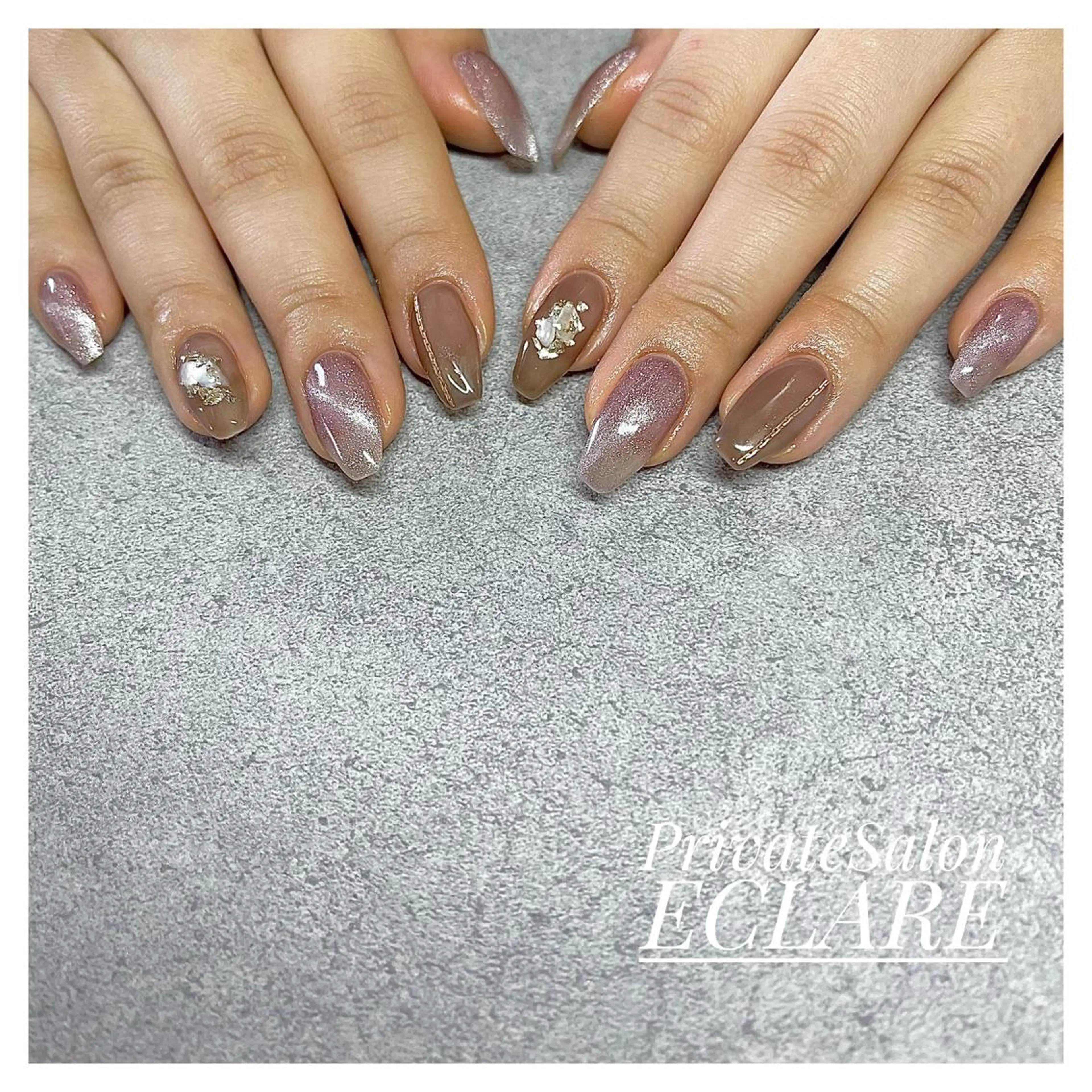 ネイル アートネイル ブラウン フットネイル フレンチネイル ジェルネイル Nail Salon ECLAREのネイルデザイン