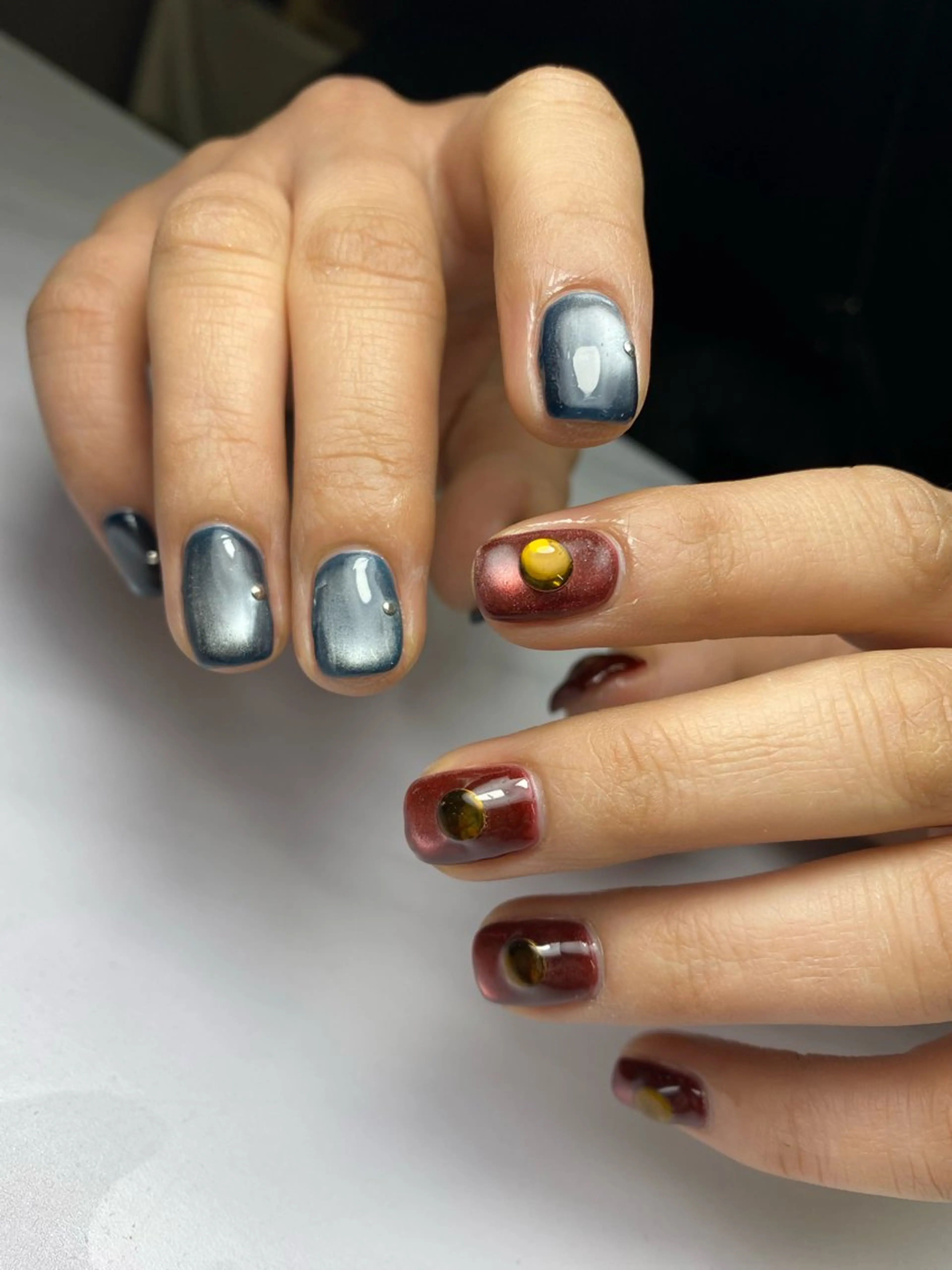 ネイル ジェルネイル マグネットネイル 持ち込み ニュアンスネイル ワンカラーネイル 草加ニュアンスネイル 🌚hersのネイルデザイン