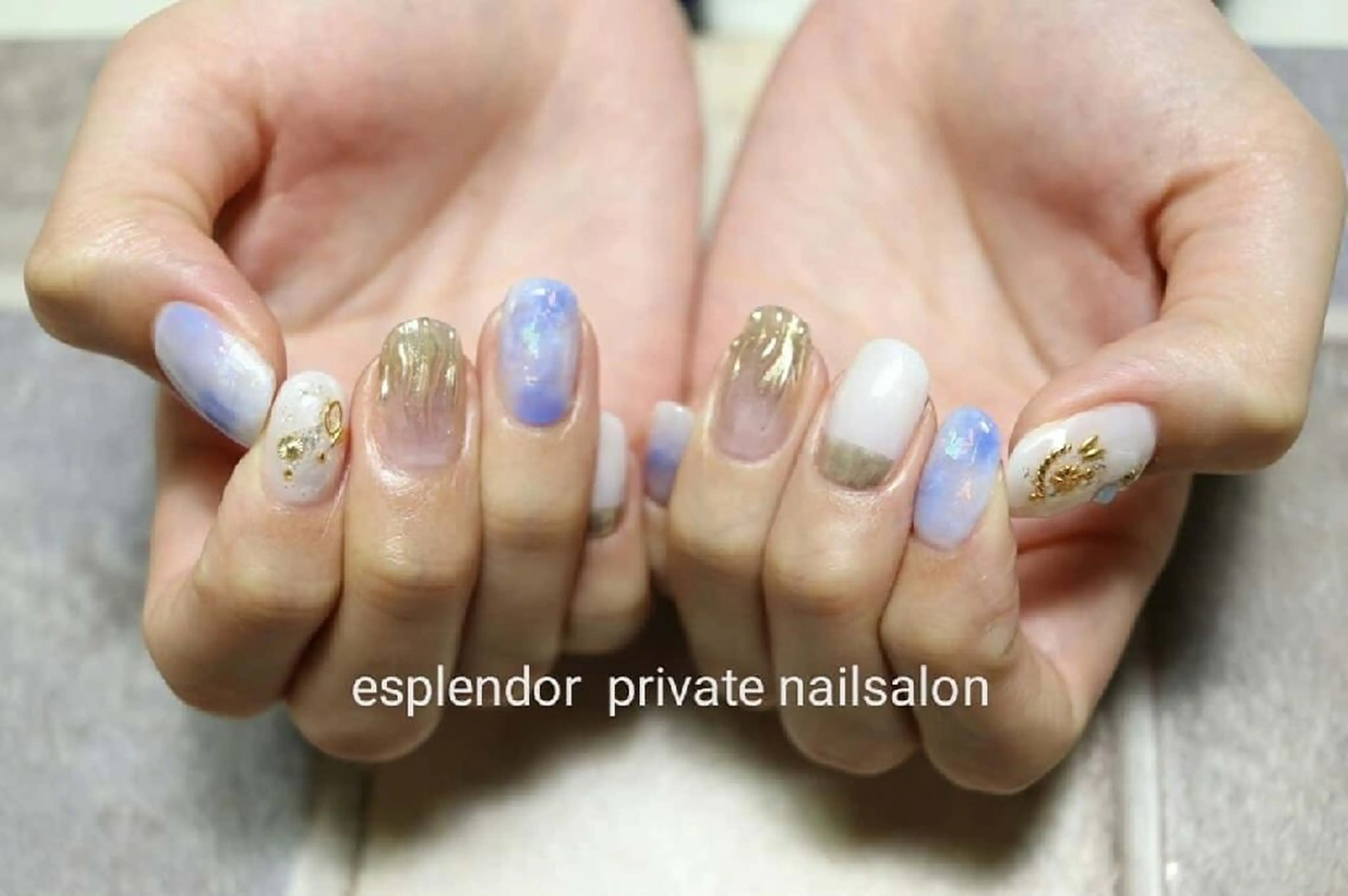 ネイル ブルー ニュアンスネイル esplendor  小野寺のネイルデザイン