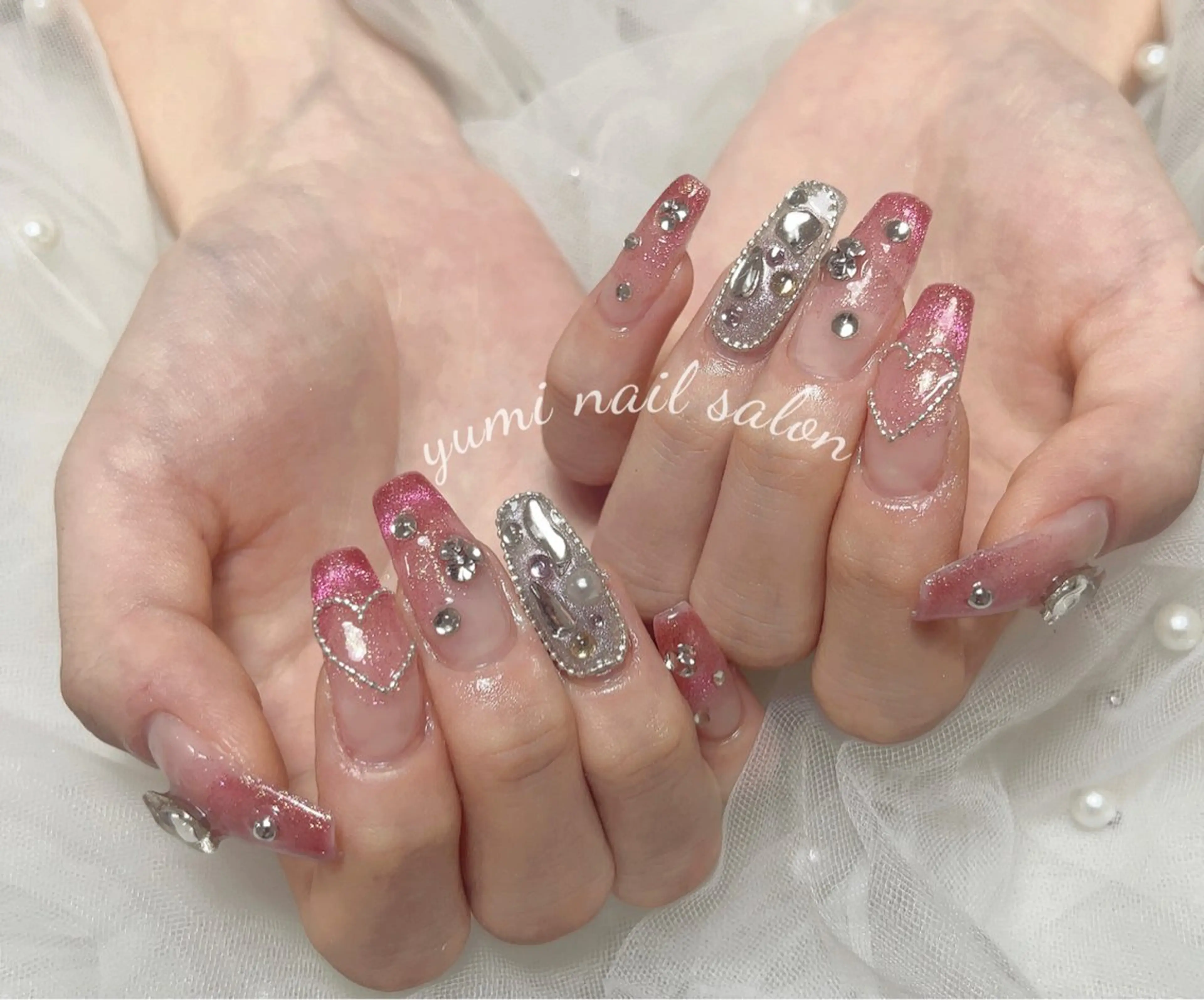 ネイル ハンドネイル shineジェル& チップ長さだしのネイルデザイン