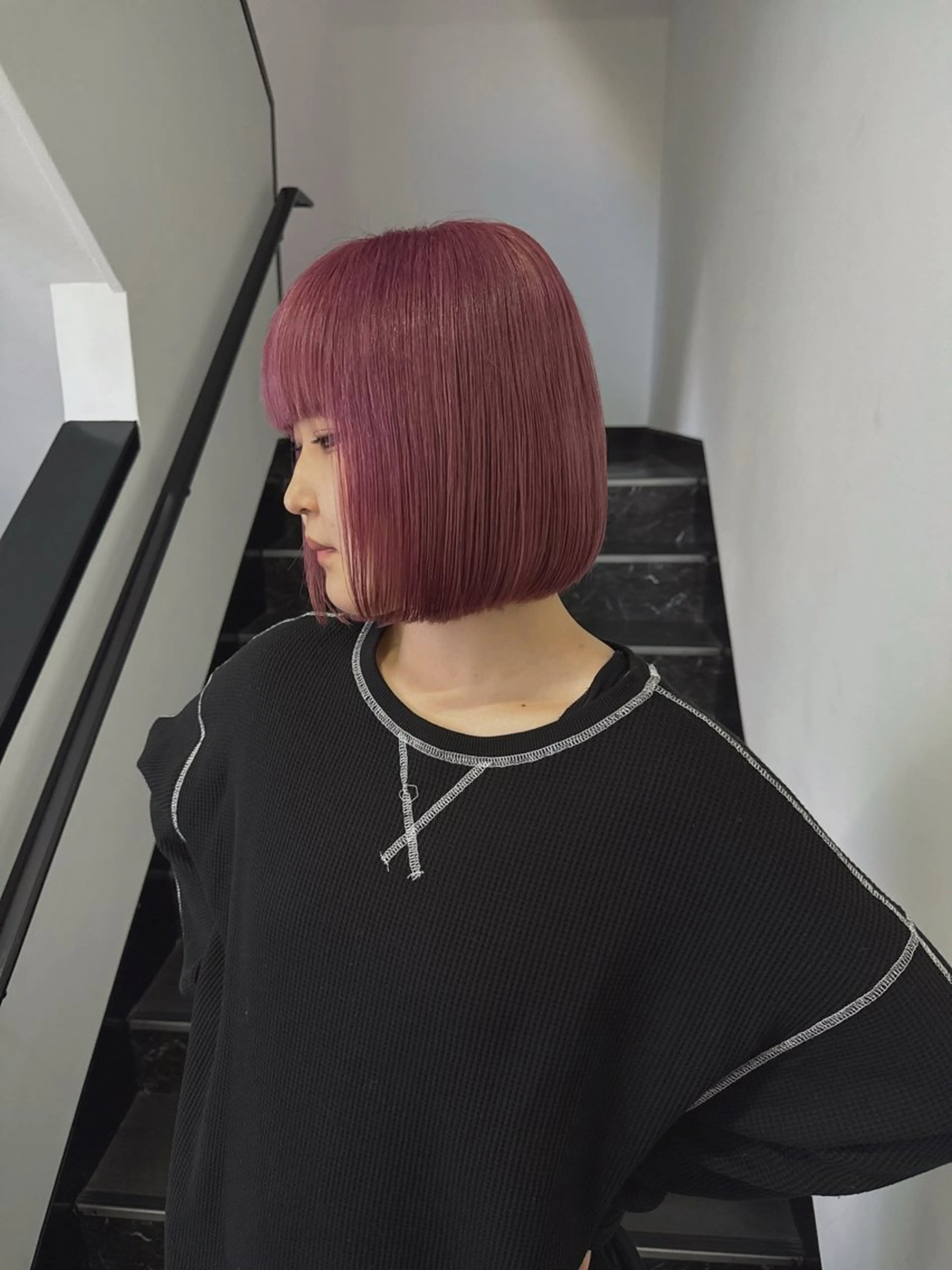 ミディアム ボブ カット ヘアカラー トリートメント SHIORI/ ベージュカラー/ボブのヘアスタイル