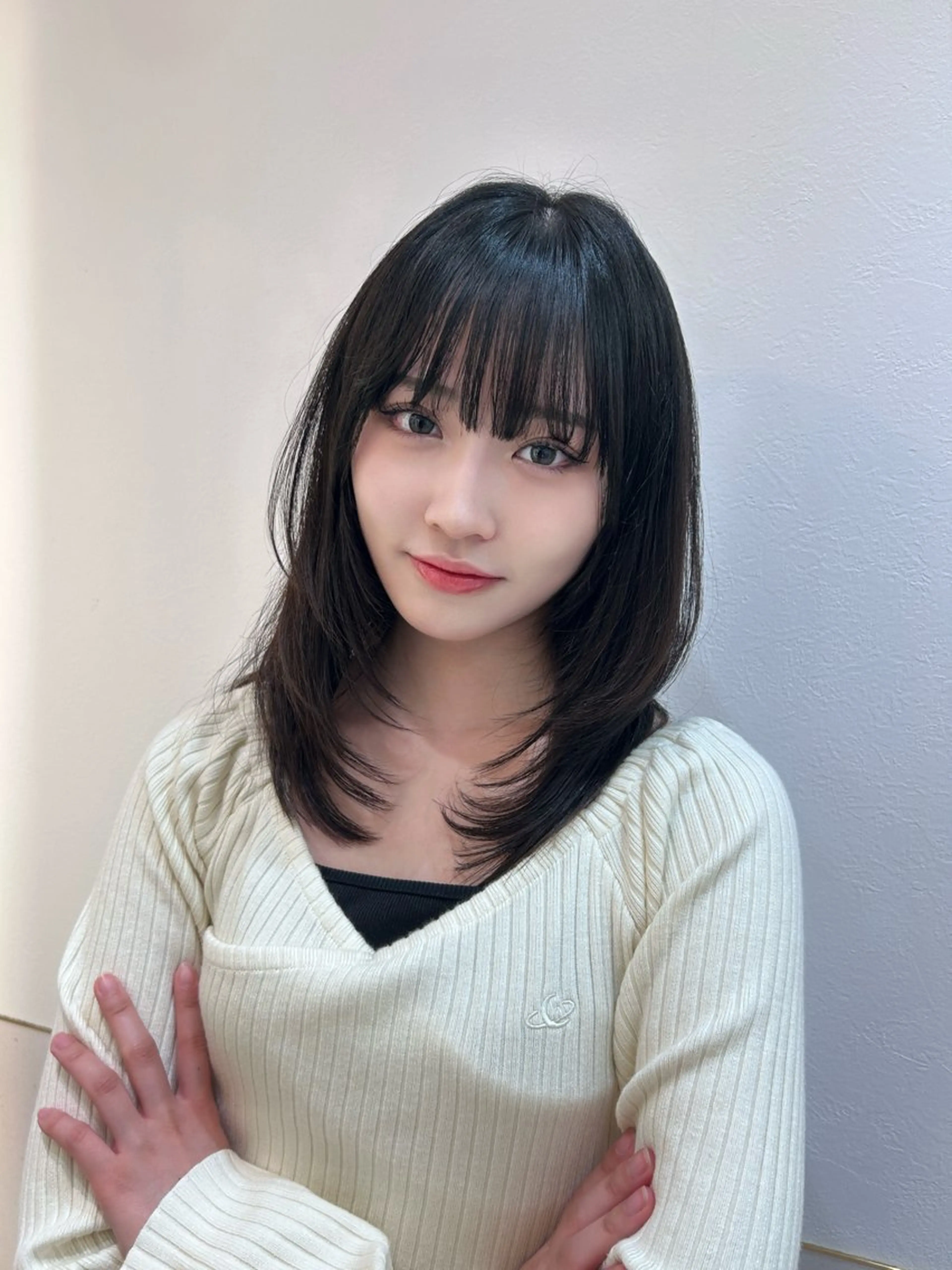 ミディアム ミディアムレイヤー 顔まわりレイヤー ハイレイヤー 韓国風ヘア レイヤーカット ボブ/レイヤーボブ/ 髪質改善/梶川 夏季のヘアスタイル