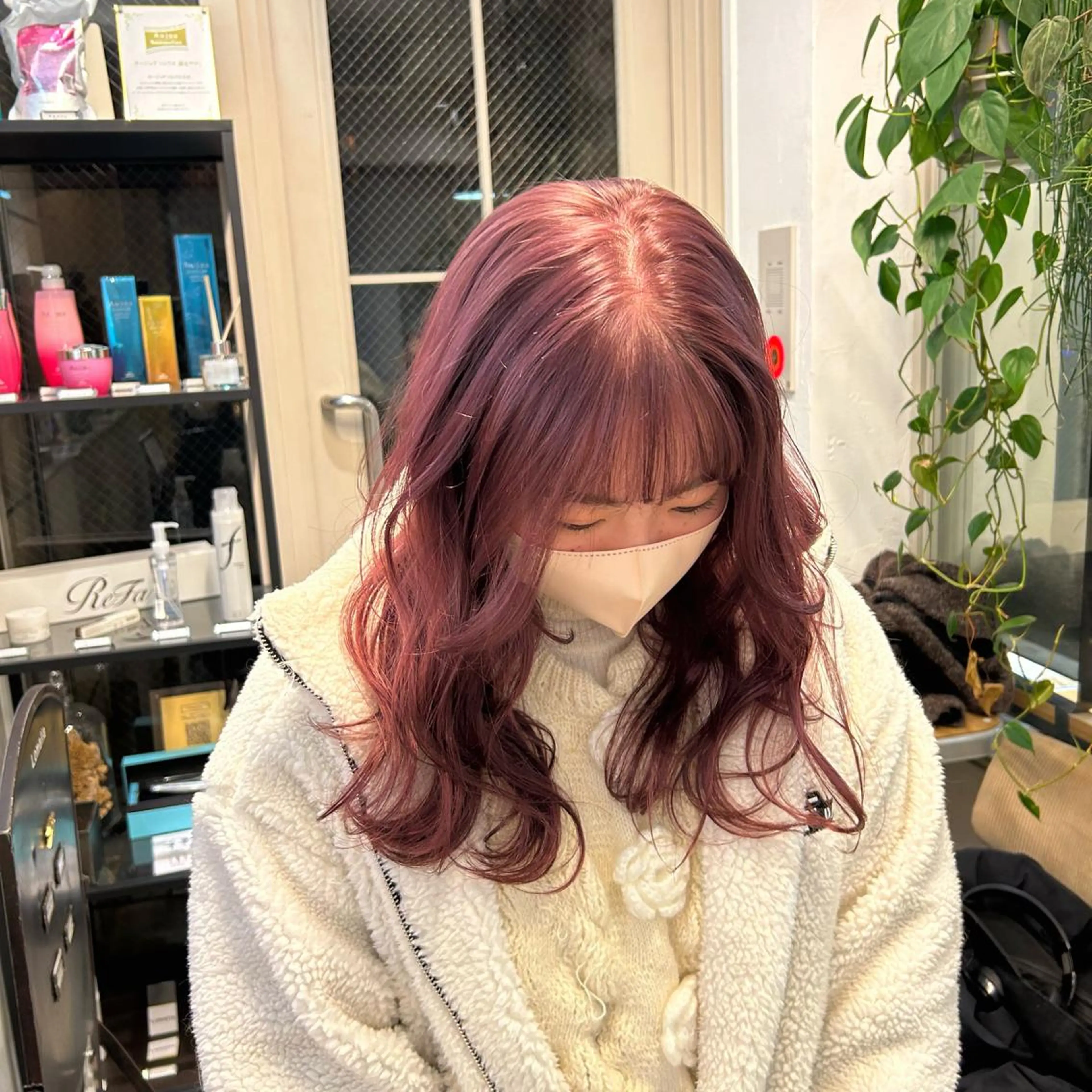 ミディアム カラー ピンクカラー ヘアカラー じゅわっと暖色カラー 🍊Moemiのヘアスタイル