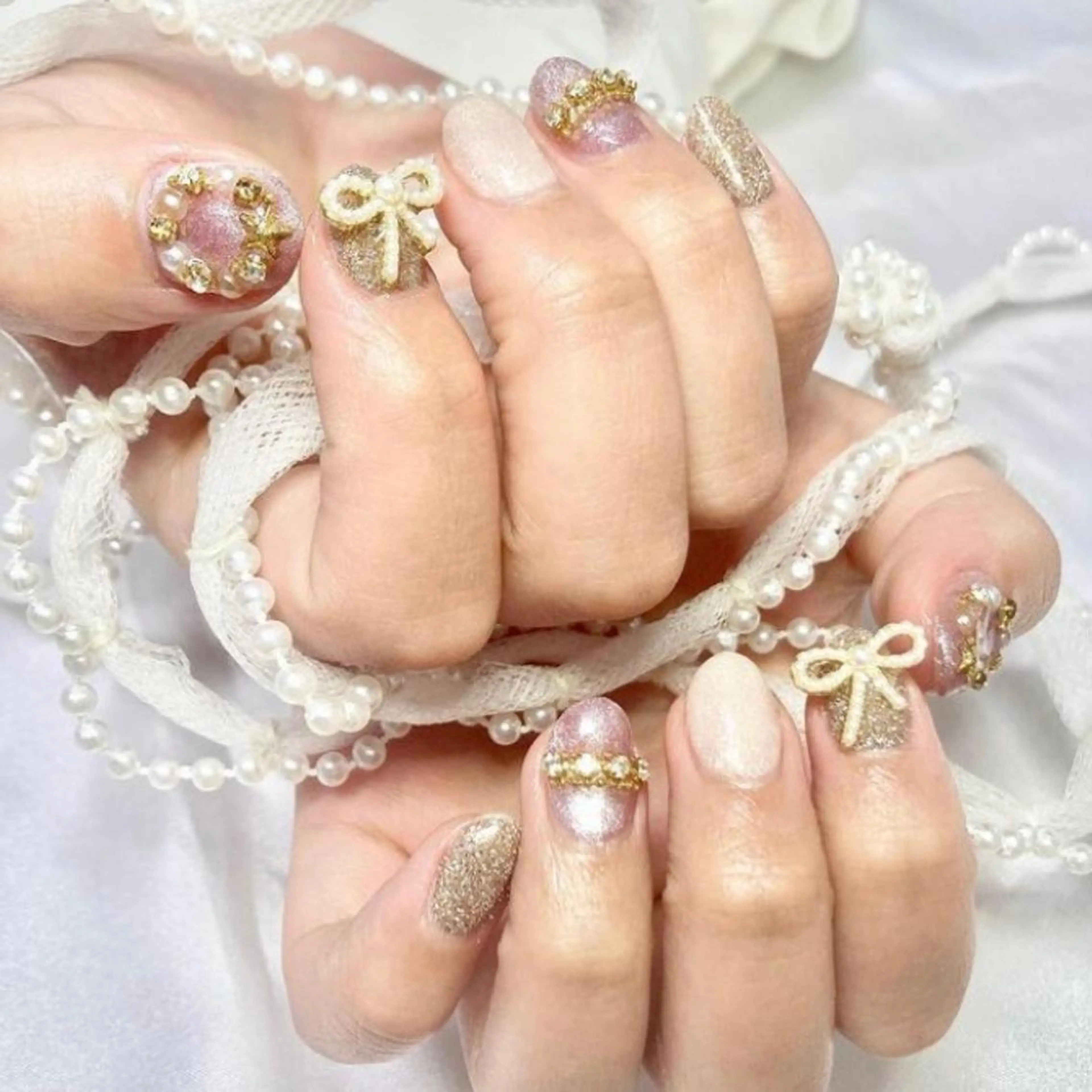 ネイル アートネイル オーロラネイル べっ甲ネイル ブルー ボルドー 韓国ネイル🇰🇷 miu/新大久保5分のネイルデザイン