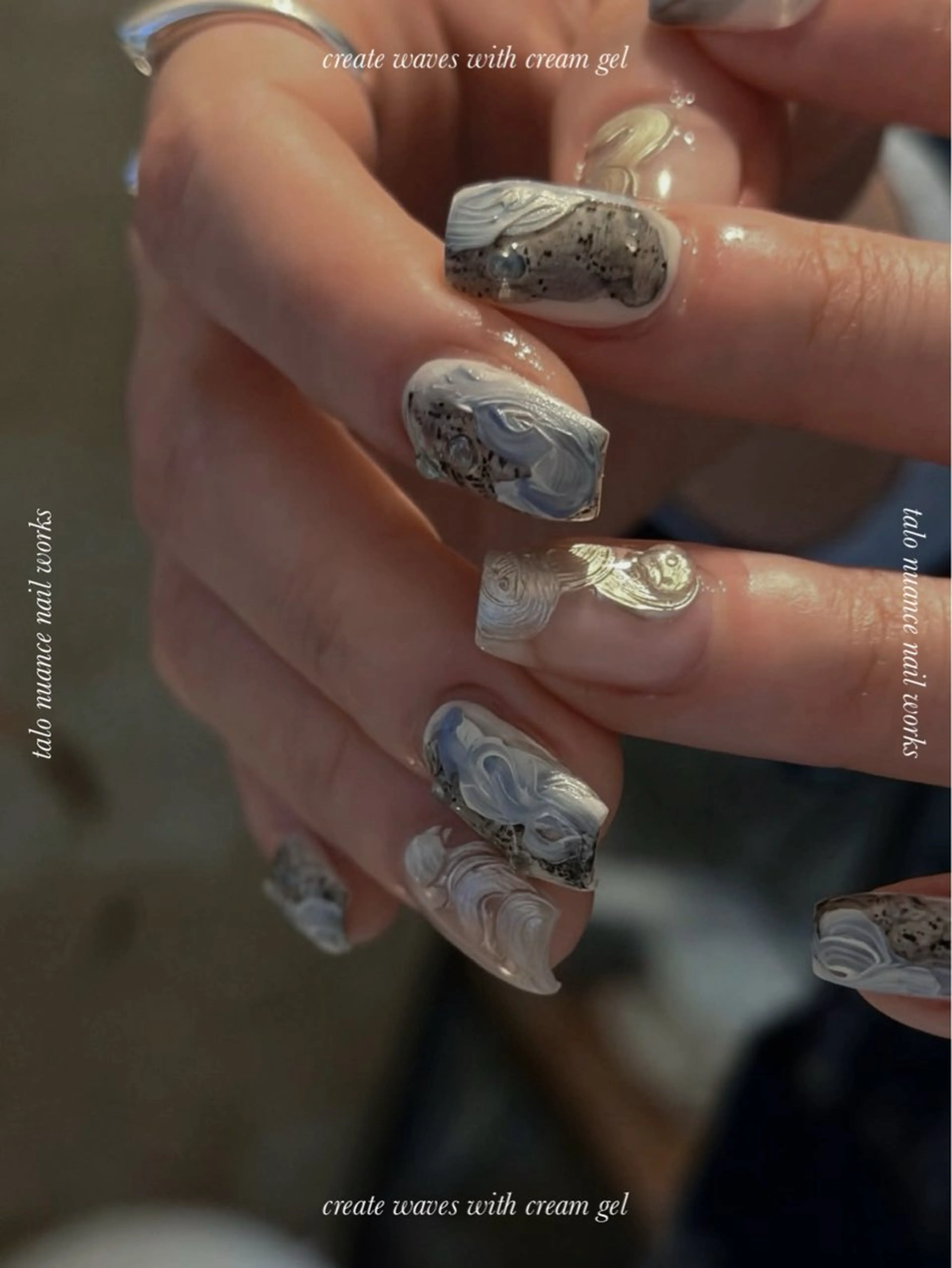 ネイル アートネイル 韓国ネイル ニュアンスネイル ぷっくりネイル ハンドネイル ハンドケア talo .のネイルデザイン