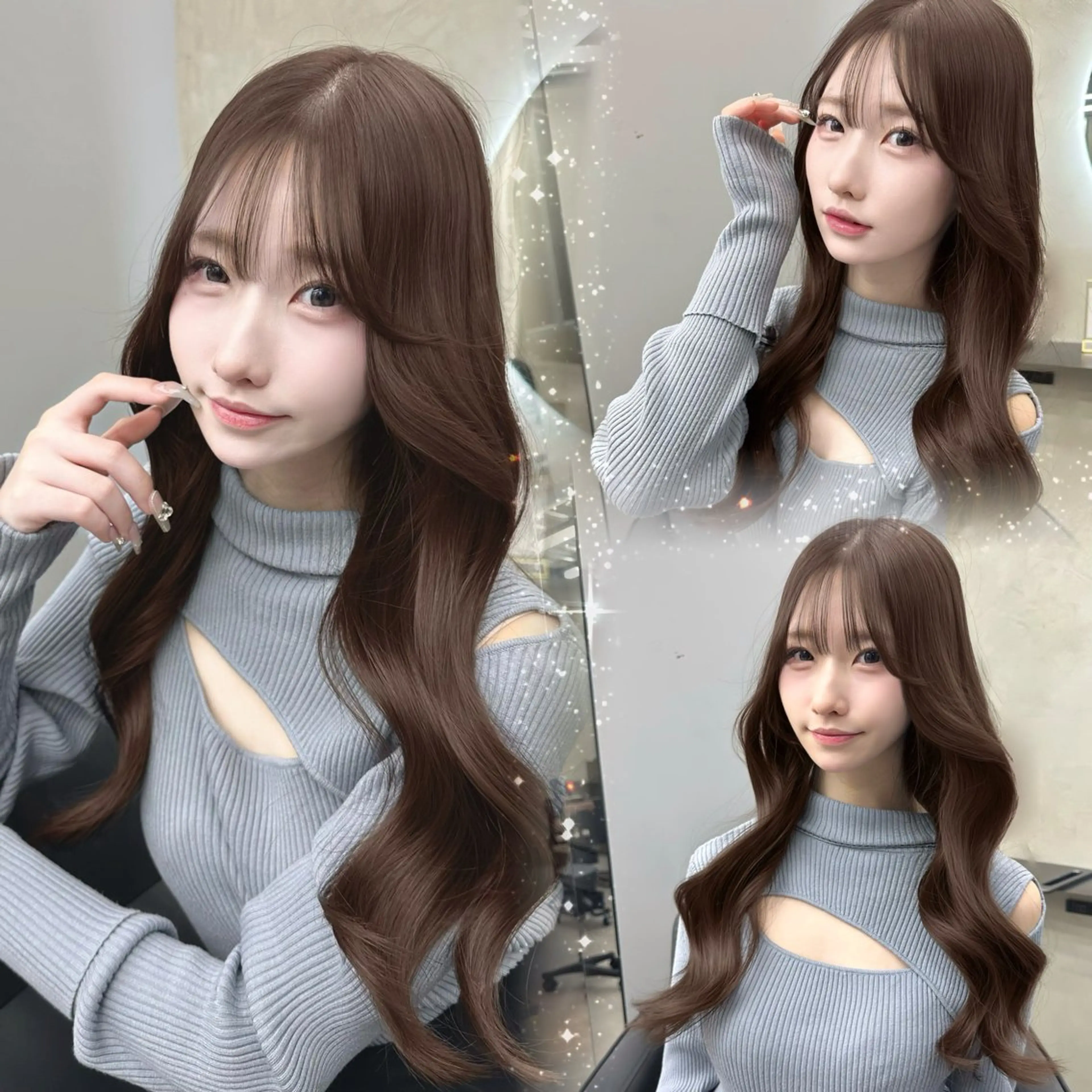 ミディアム カット ヘアカラー トリートメント 韓国/ワンホンヘア 髪質改善/MaCoのヘアスタイル