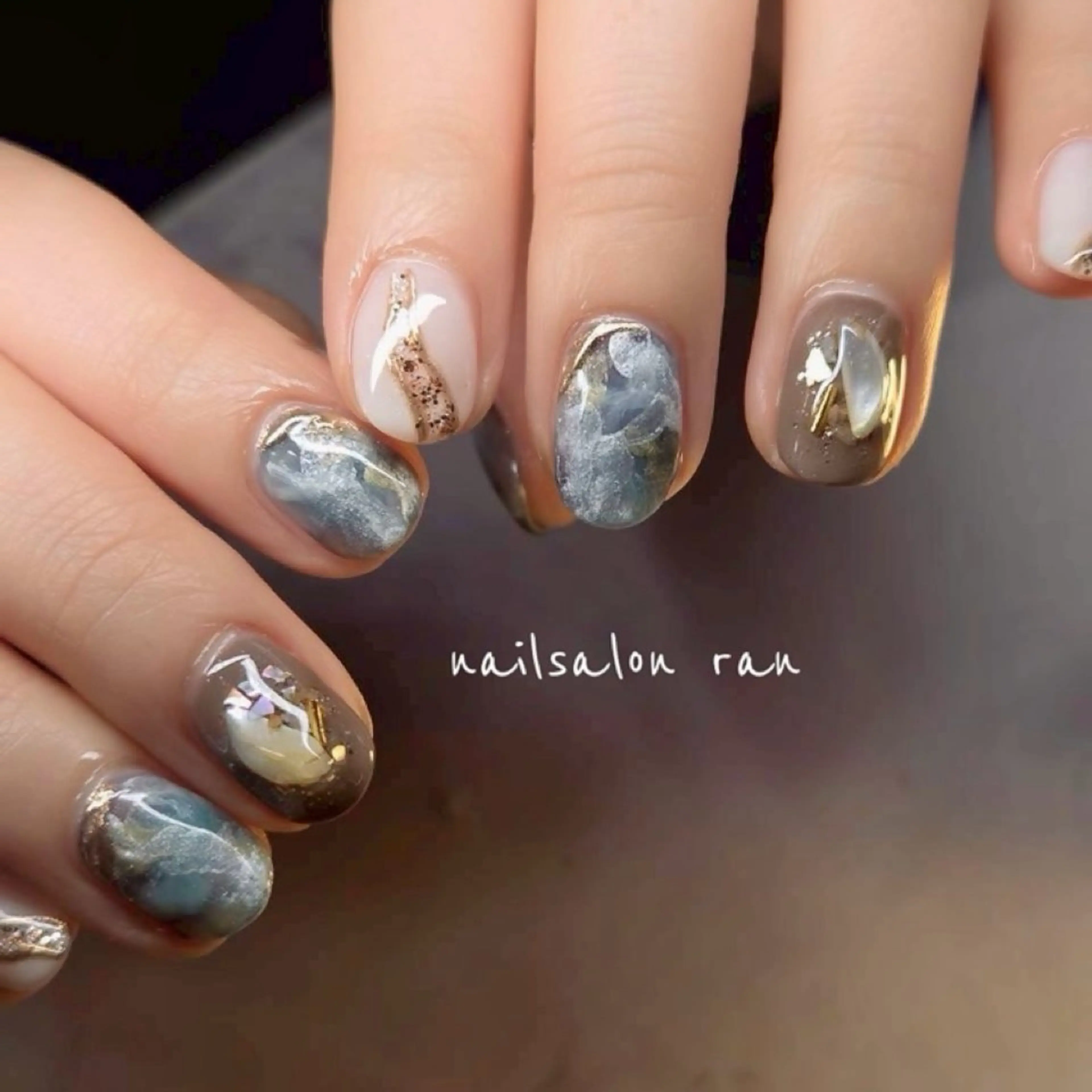 ネイル 大理石ネイル(マーブル) ハンドネイル ハンドケア nailsalon ranのネイルデザイン