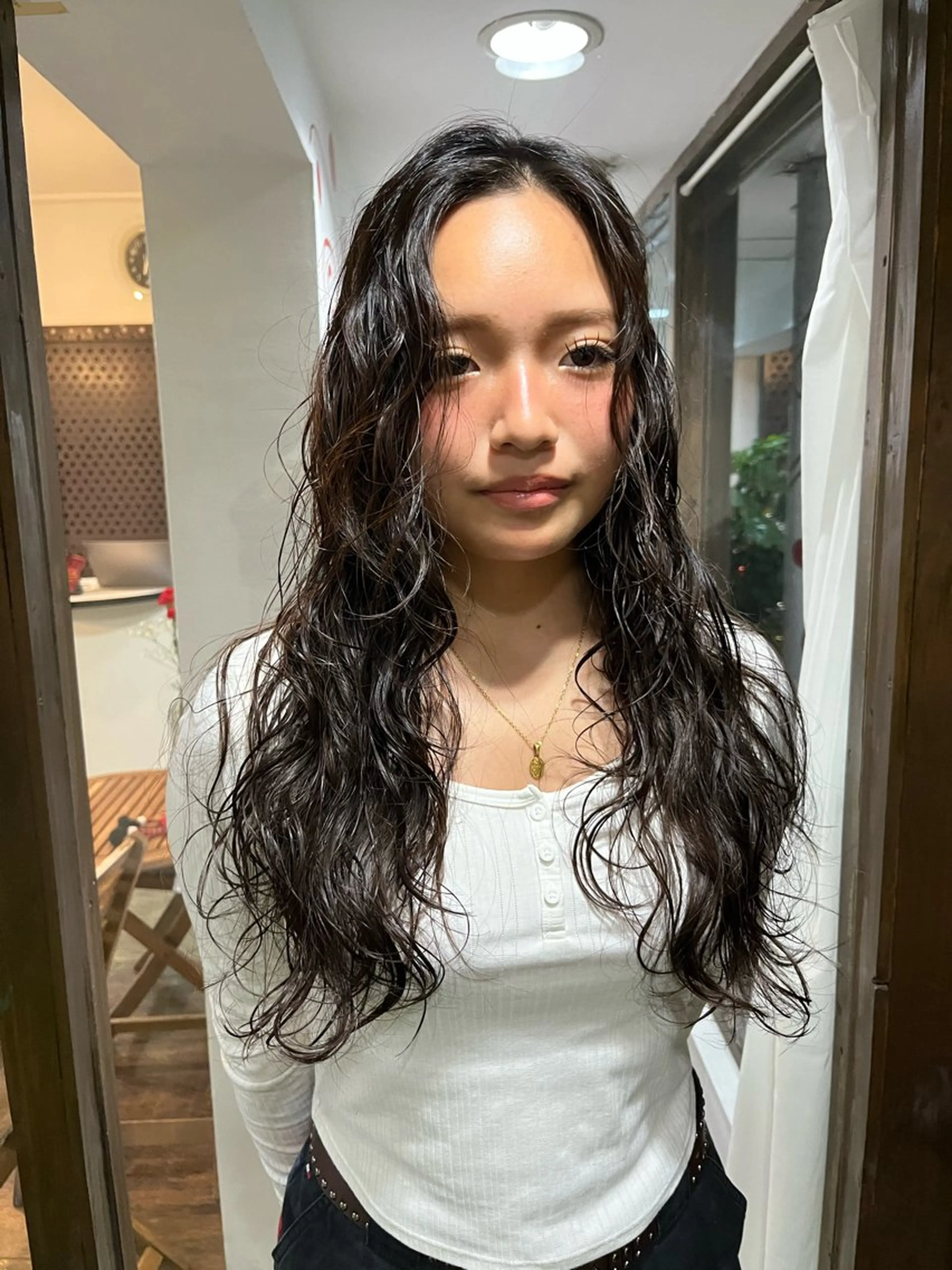 ロング ハッシュカット レイヤーカット ロング カット パーマ 似合わせパーマ/ 山本銀次郎のヘアスタイル