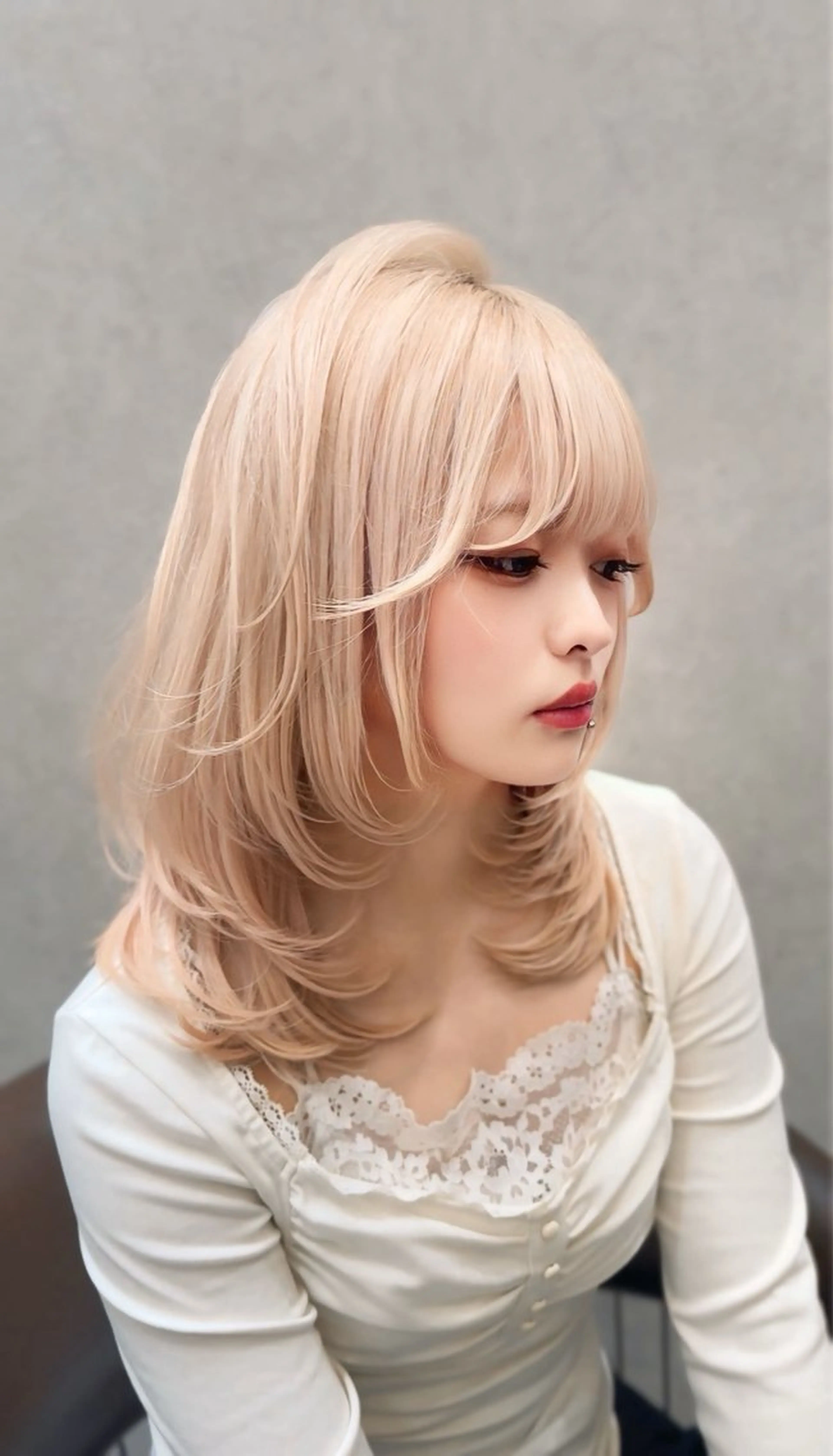 ミディアム カラー カット レイヤーダブルカラー KYONのヘアスタイル