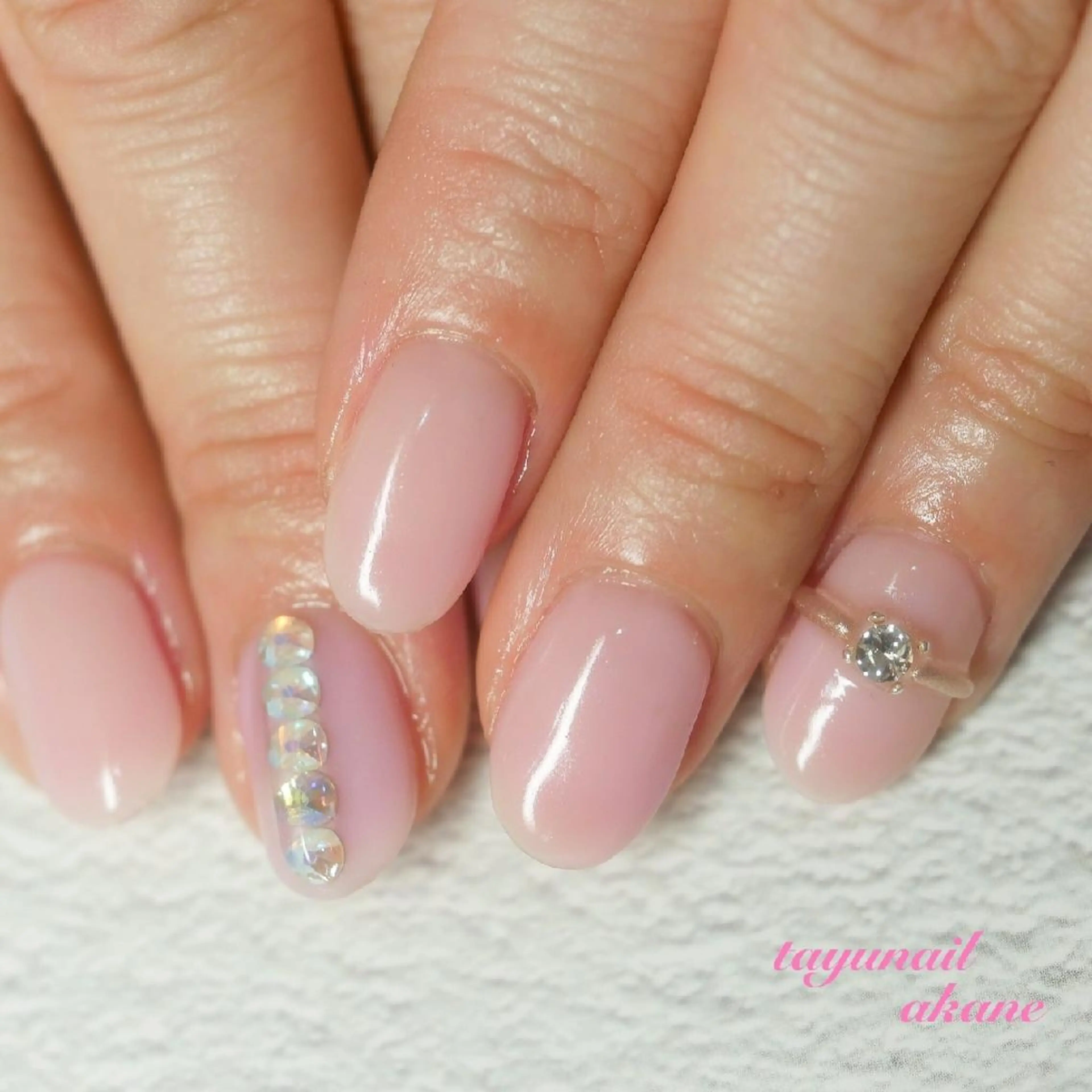 ネイル ブルー ジェルネイル パラジェル ピンク 春ネイル ネイルサロン 【たゆnail】のネイルデザイン