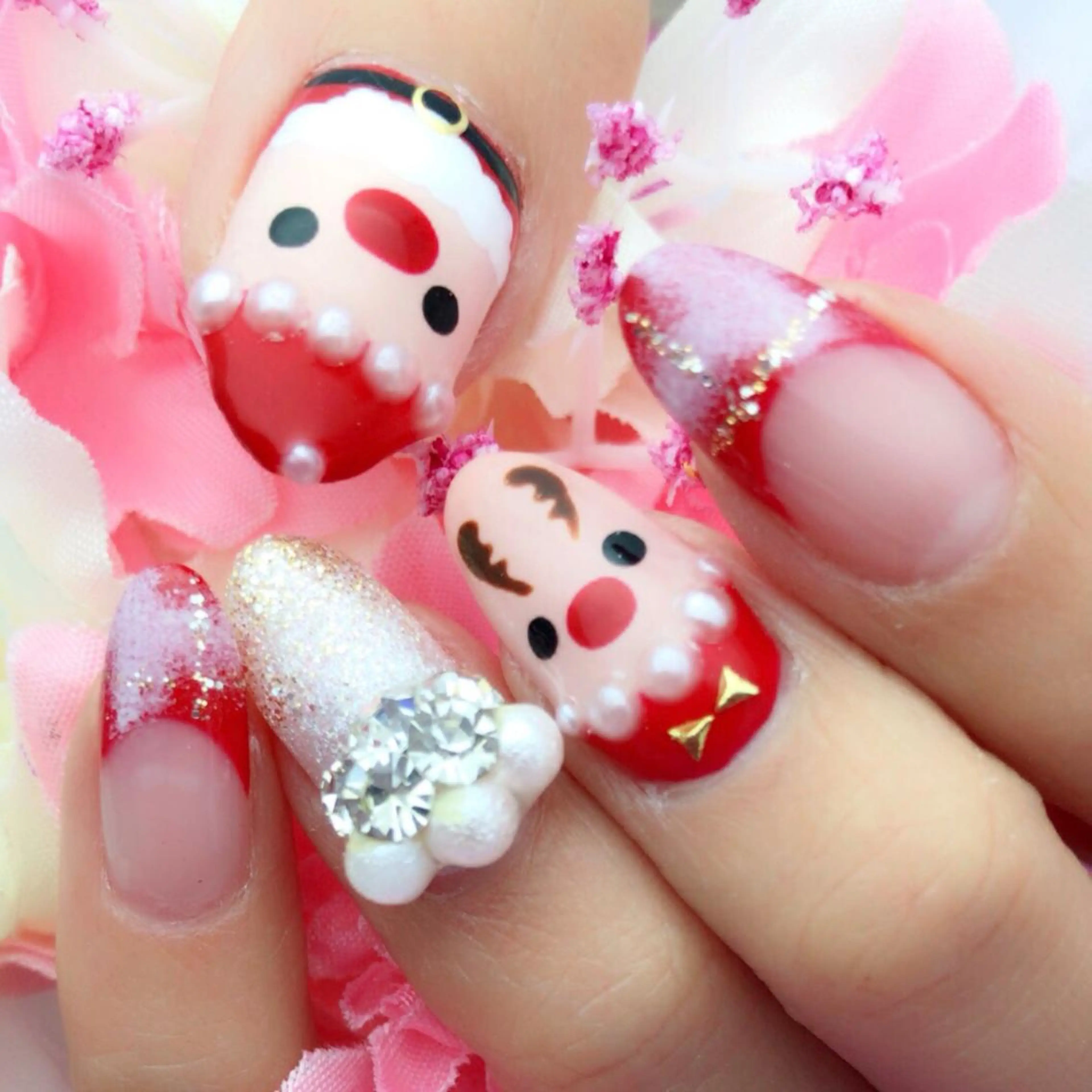 ネイル アートネイル ワンカラーネイル 冬ネイル クリスマス ネイル/耳つぼ /新ホワイトニングのネイルデザイン