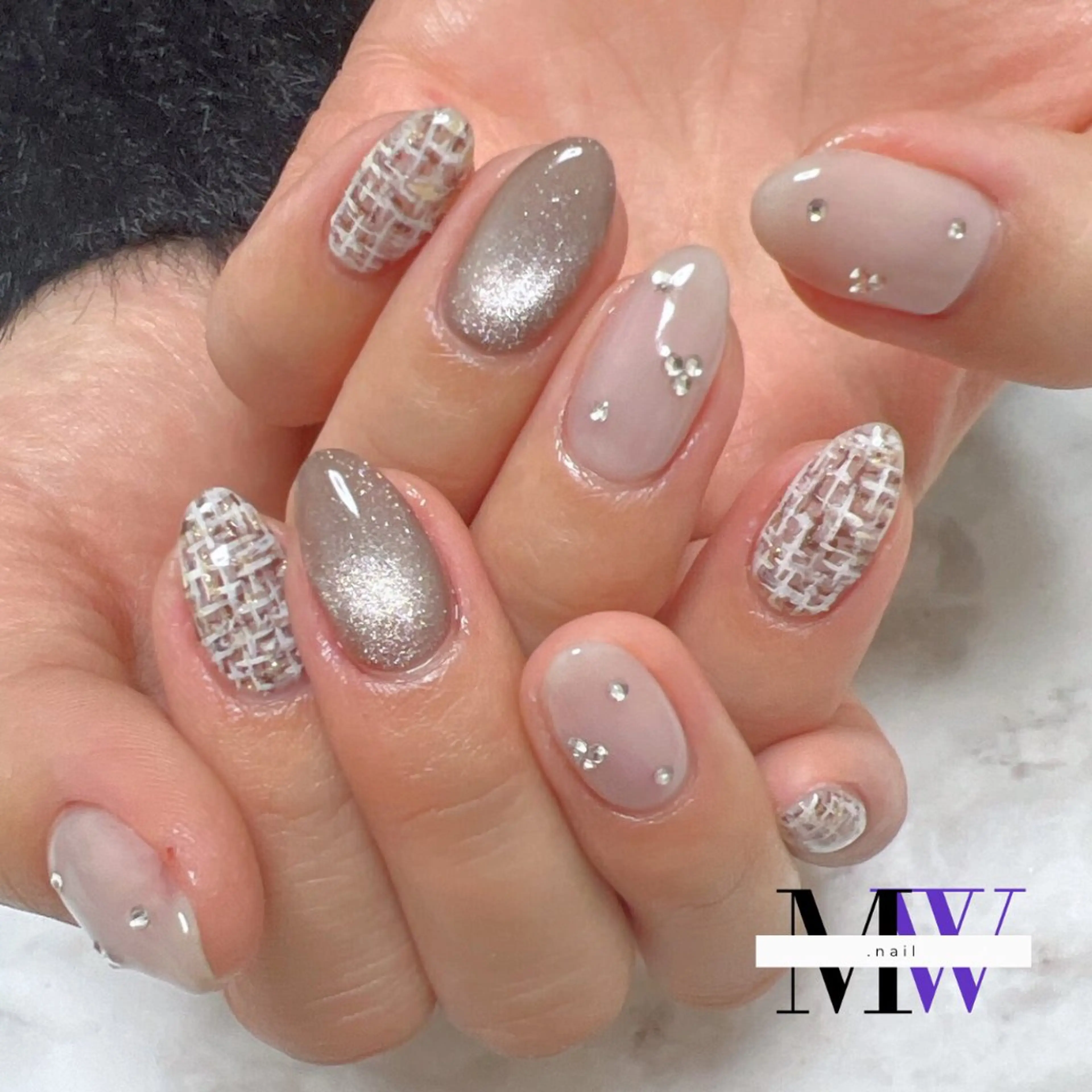 ネイル ツイードネイル ハンドネイル MW .nailのネイルデザイン