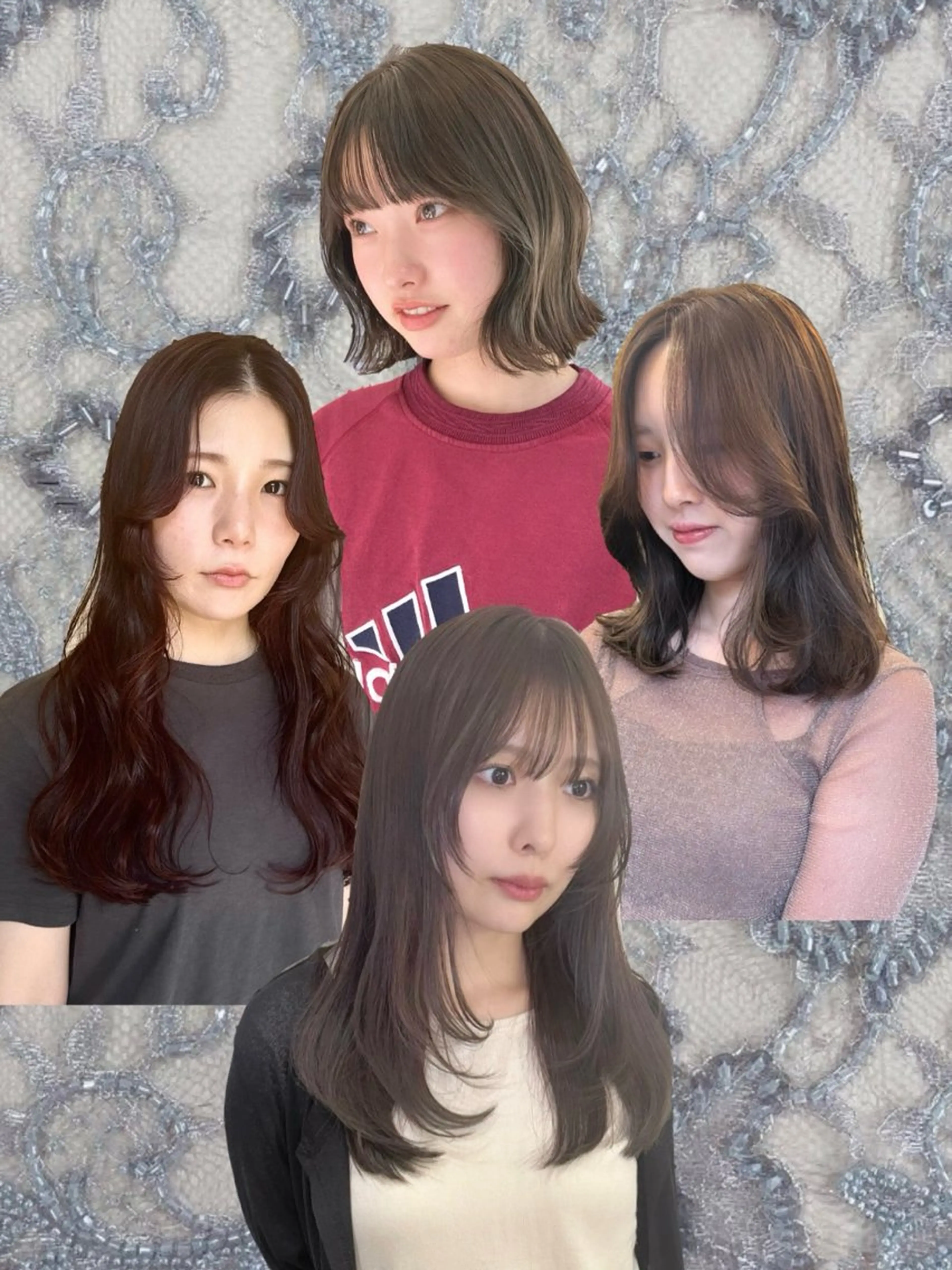 ロング アッシュ パープルカラー レイヤーカット ロング 小顔カット カット オオタ ユキのヘアスタイル