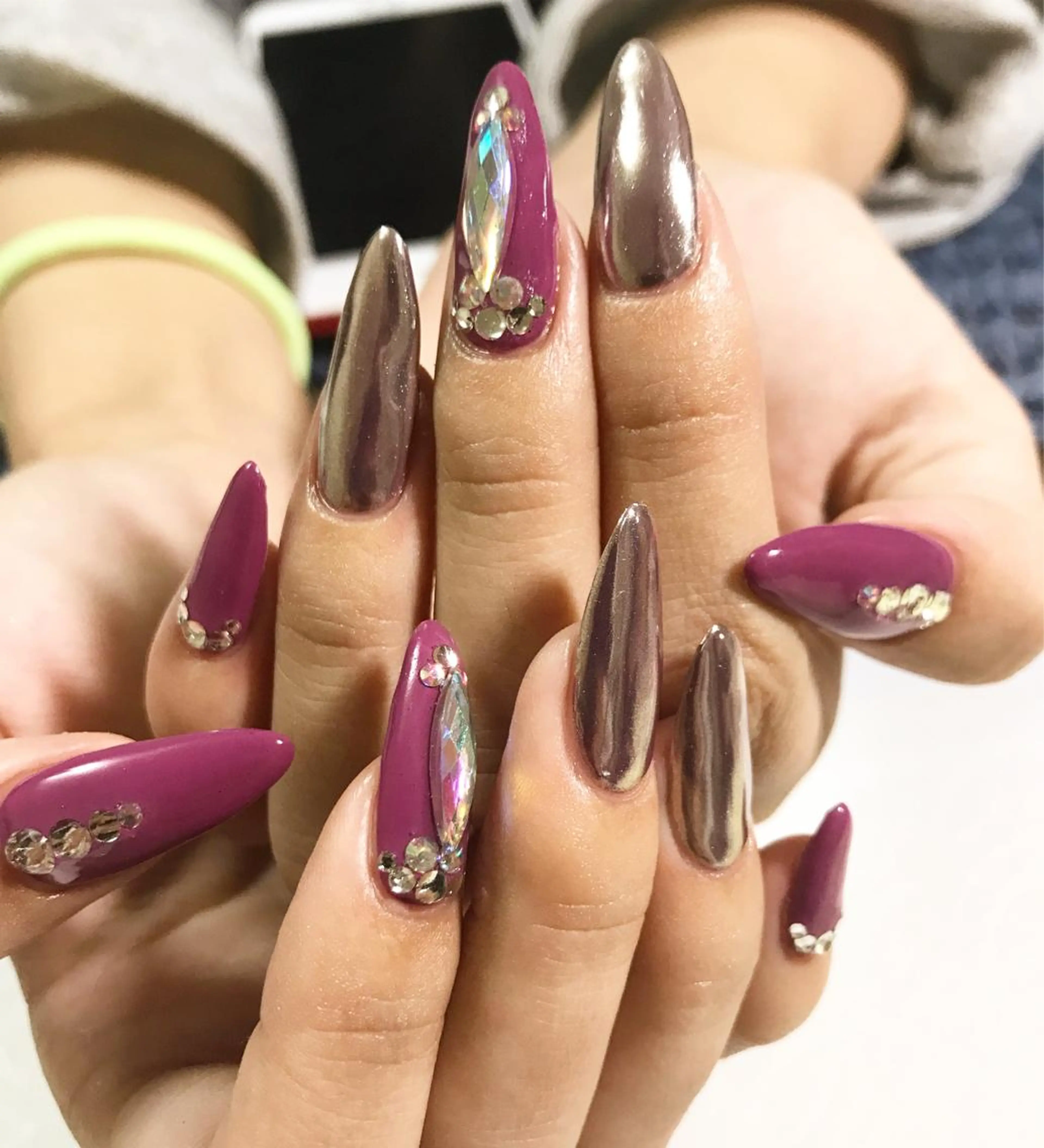 ネイル フットネイル ミラーネイル シンプルネイル 春ネイル ストーンネイル nail fufla ♡yamane♡のネイルデザイン