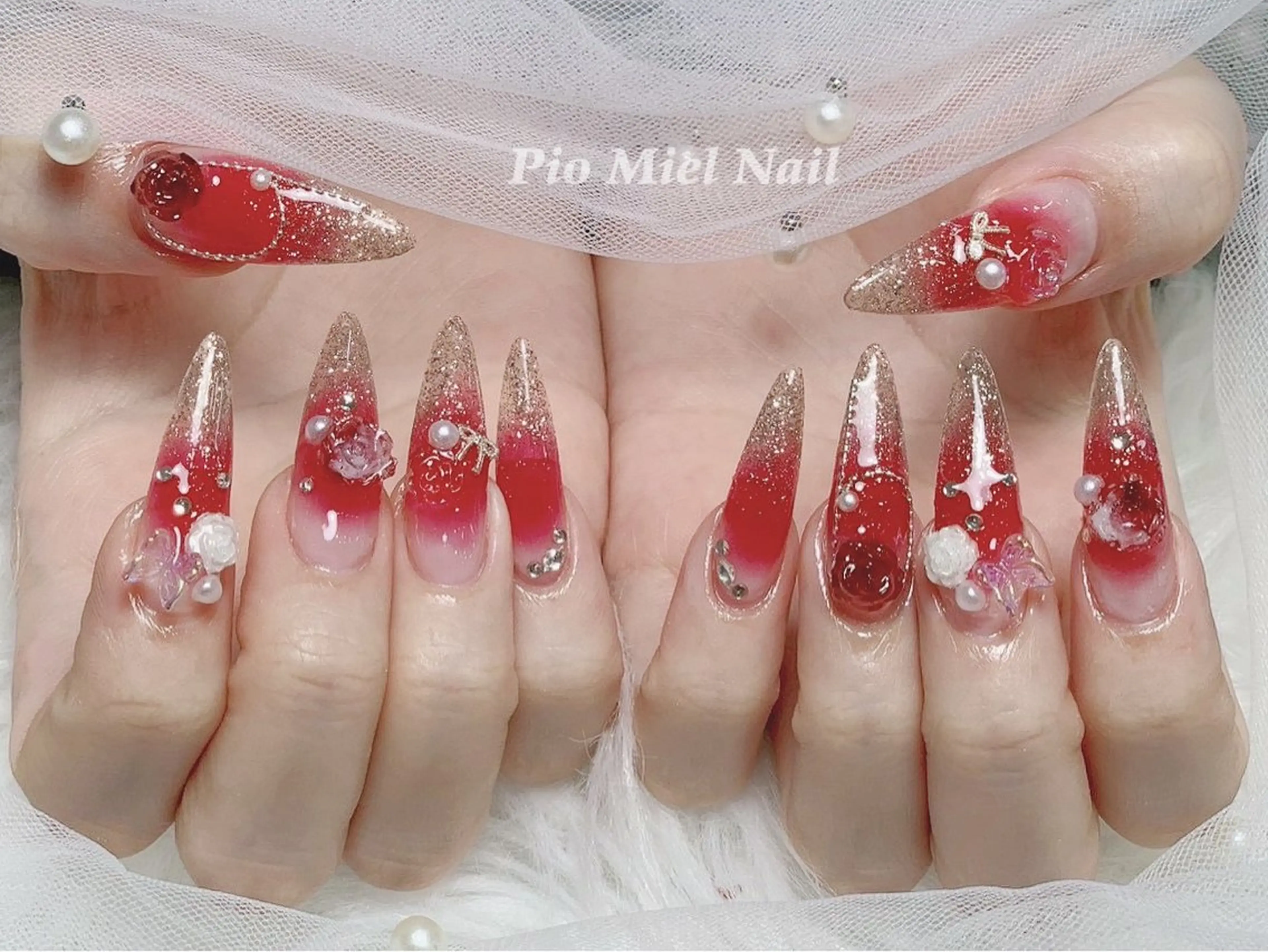 ネイル ハンドネイル HANA 長さだしのネイルデザイン