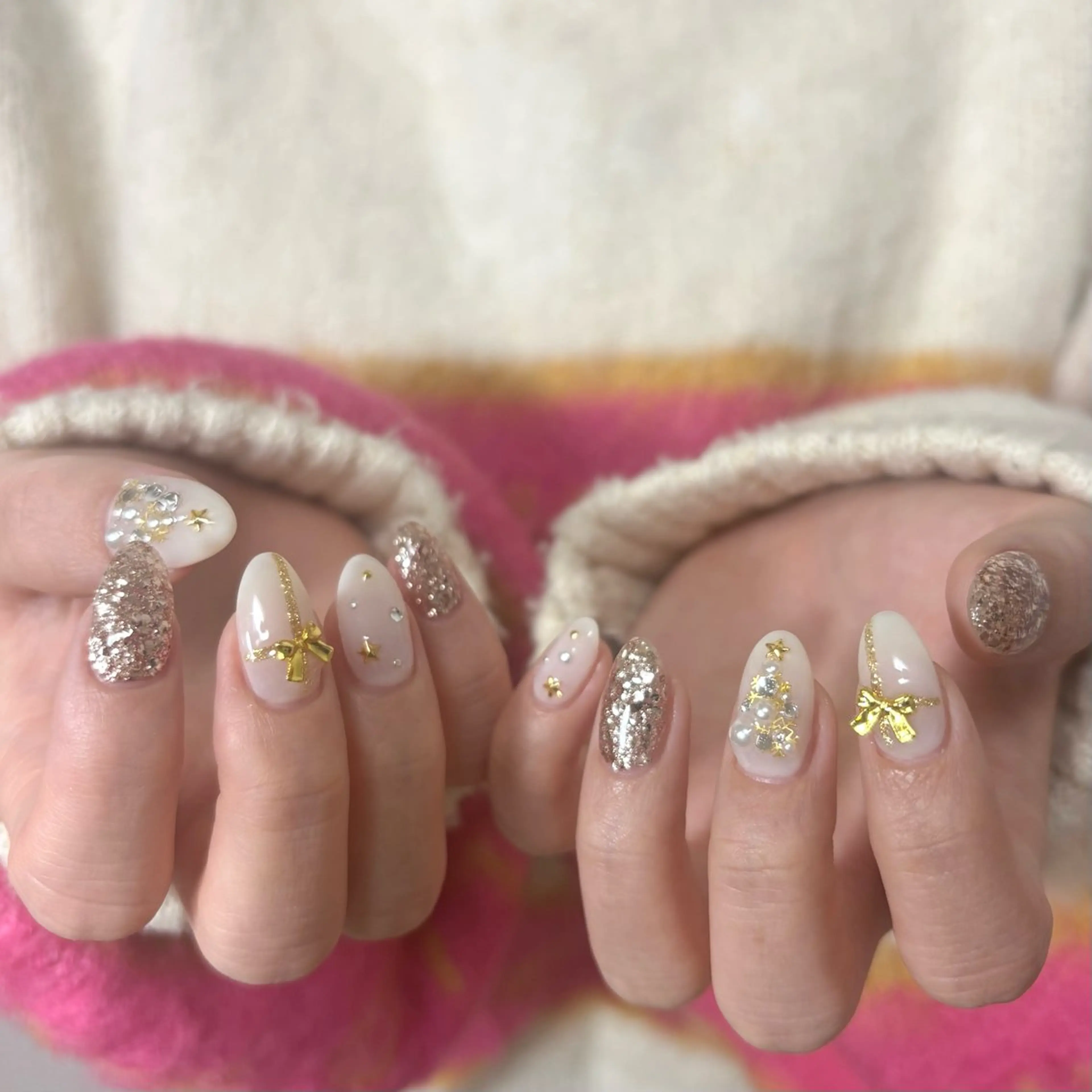 ネイル ホワイト クリスマス ma naのネイルデザイン