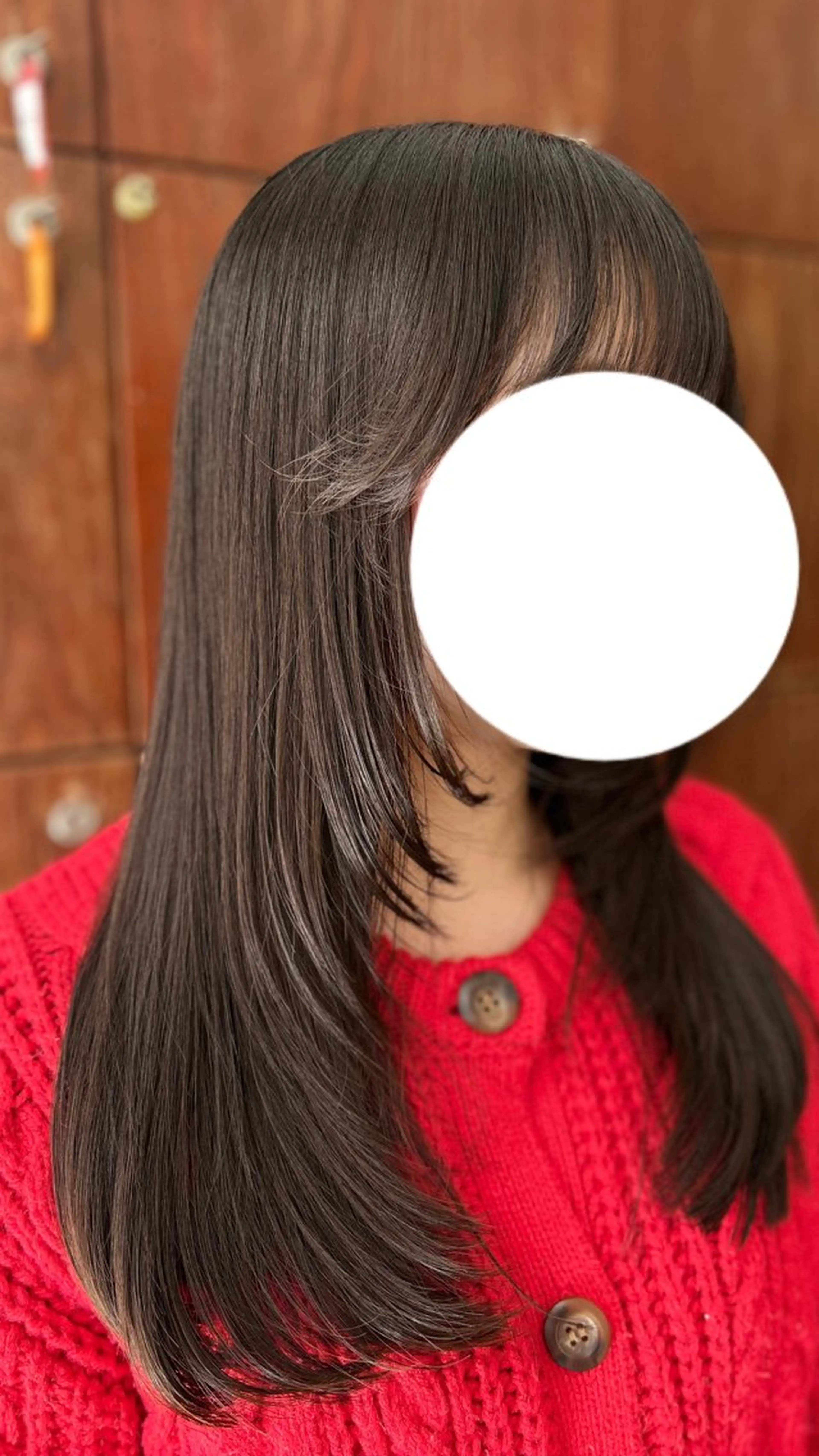 ロング 顔まわりレイヤー 顔周りカット 韓国風ヘア レイヤーカット ロング 💜ひな💜縮毛矯正 /透明感/韓国ヘアのヘアスタイル