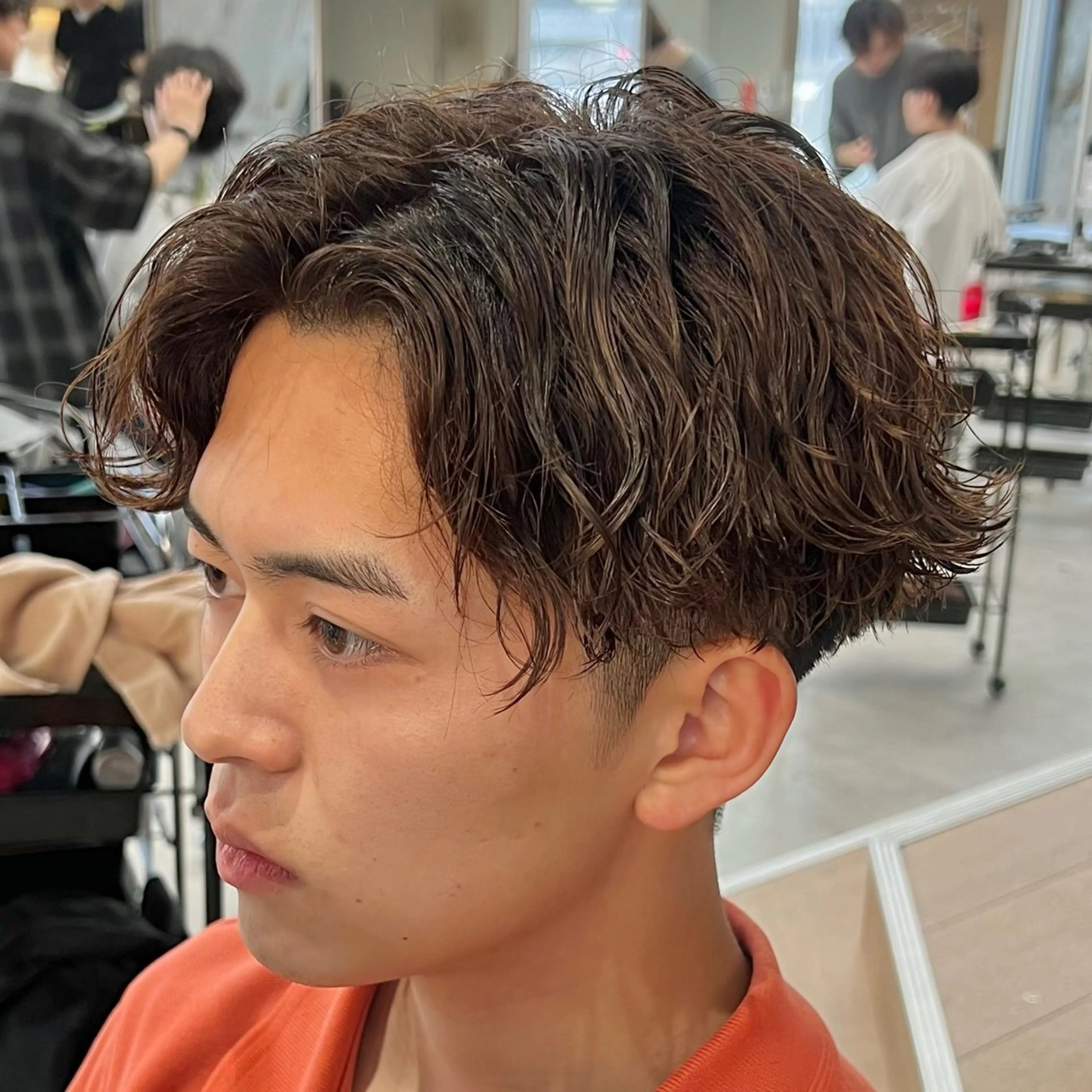 ショート カラー パーマ メンズ カット パーマ メンズパーマ/波巻き 新潟/万代/夏芽🎀のヘアスタイル