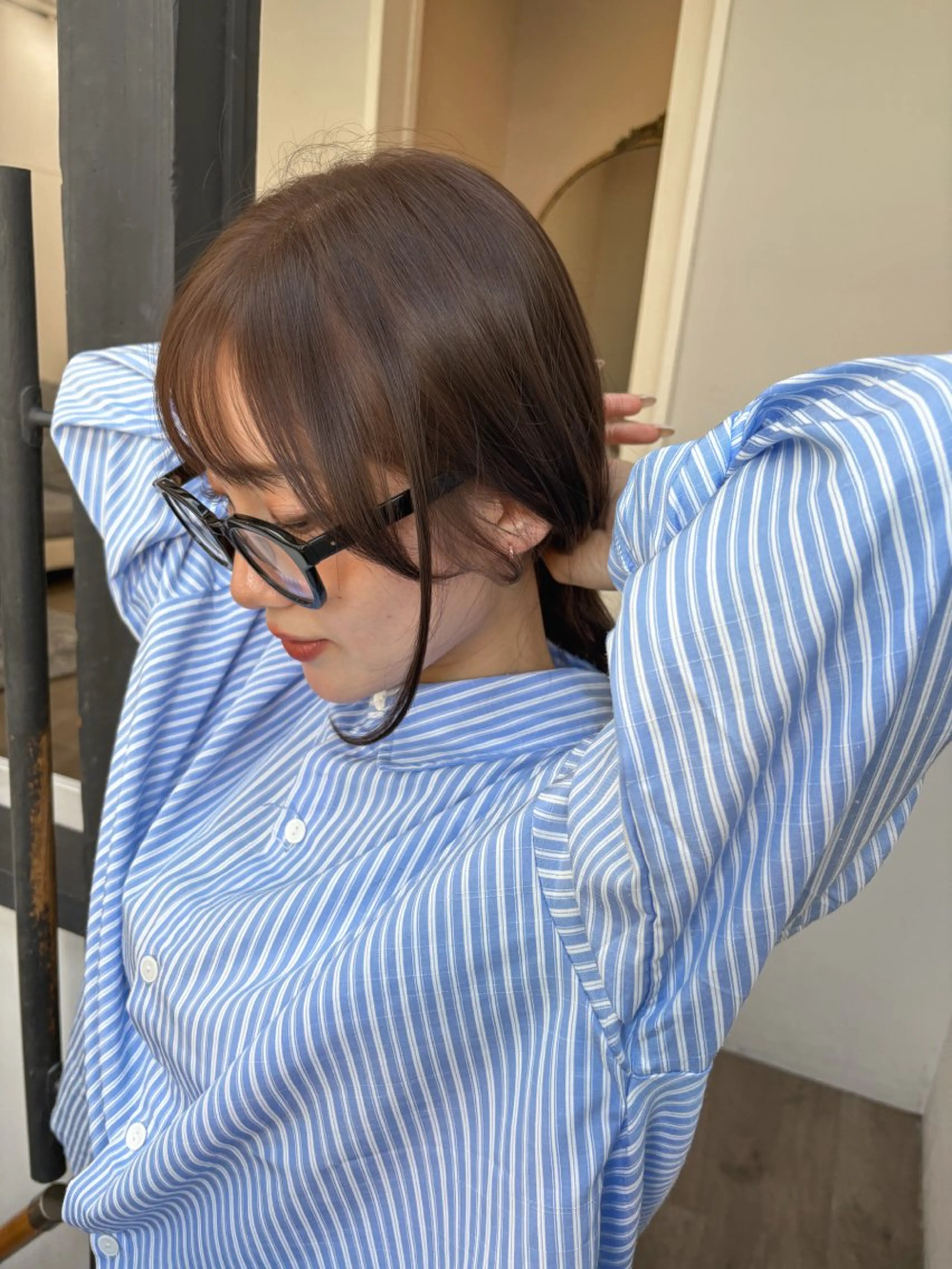 セミロング 顔周りカット 韓国風ヘア 似合わせカット 小顔カット 店長【似合わせヘア】 前杉健太のヘアスタイル