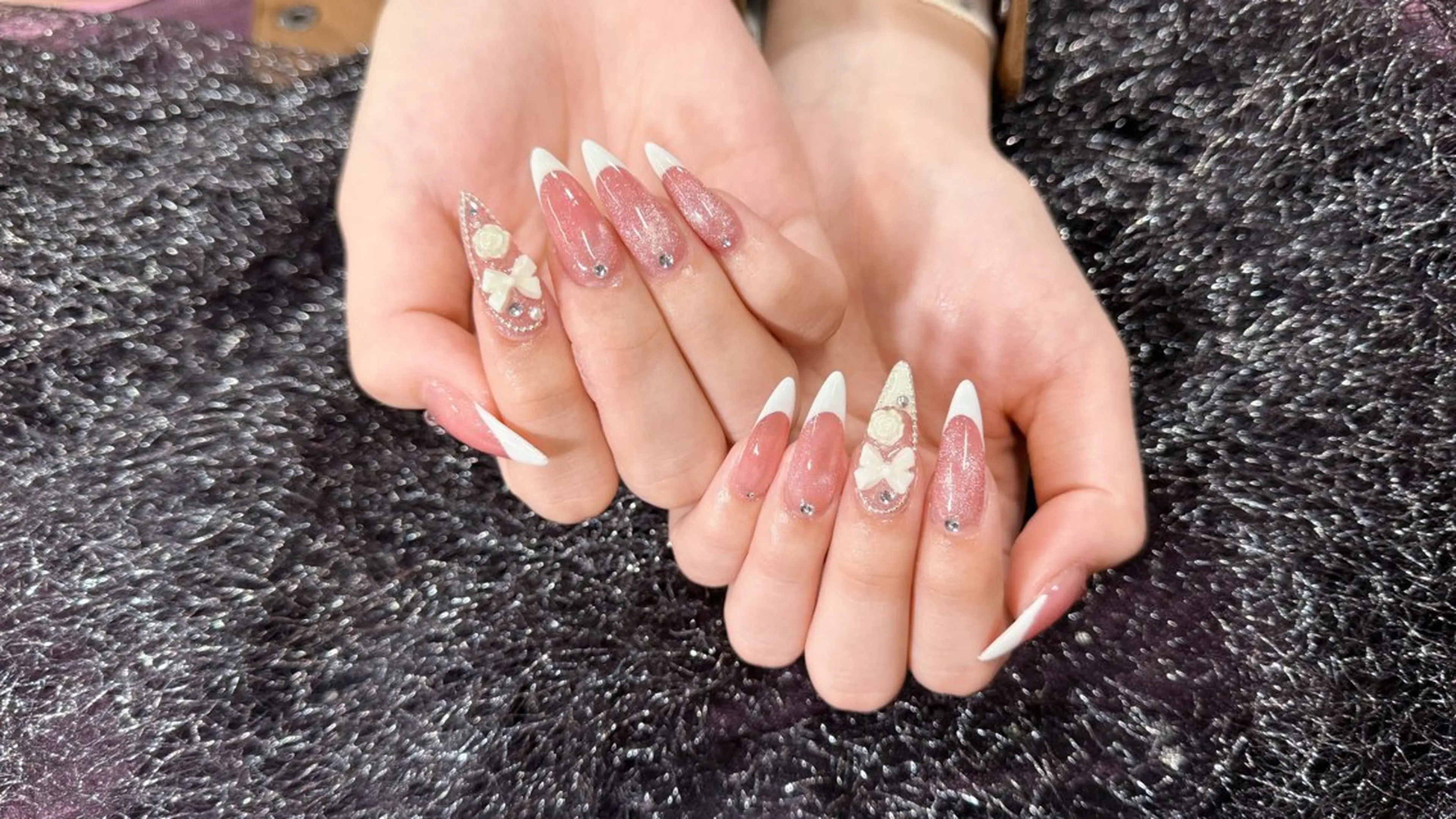 ネイル 成人式 フラッシュネイル フレンチネイル ジェルネイル グラデーション ハンドネイル Lya Nail Rinのネイルデザイン
