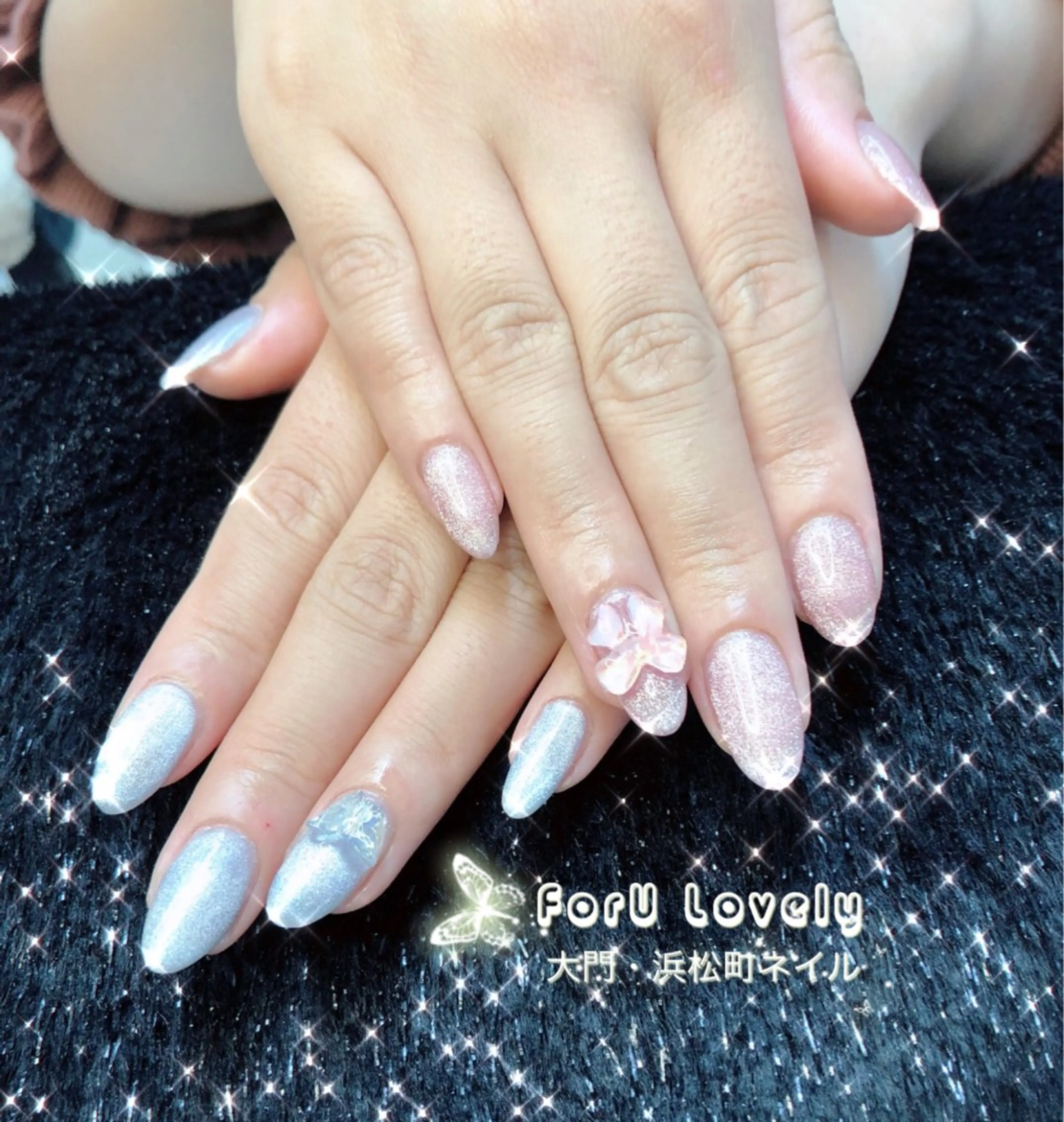 ネイル フットネイル ジェルネイル ハート 韓国ネイル マグネットネイル 大門浜松町 ネイルのネイルデザイン