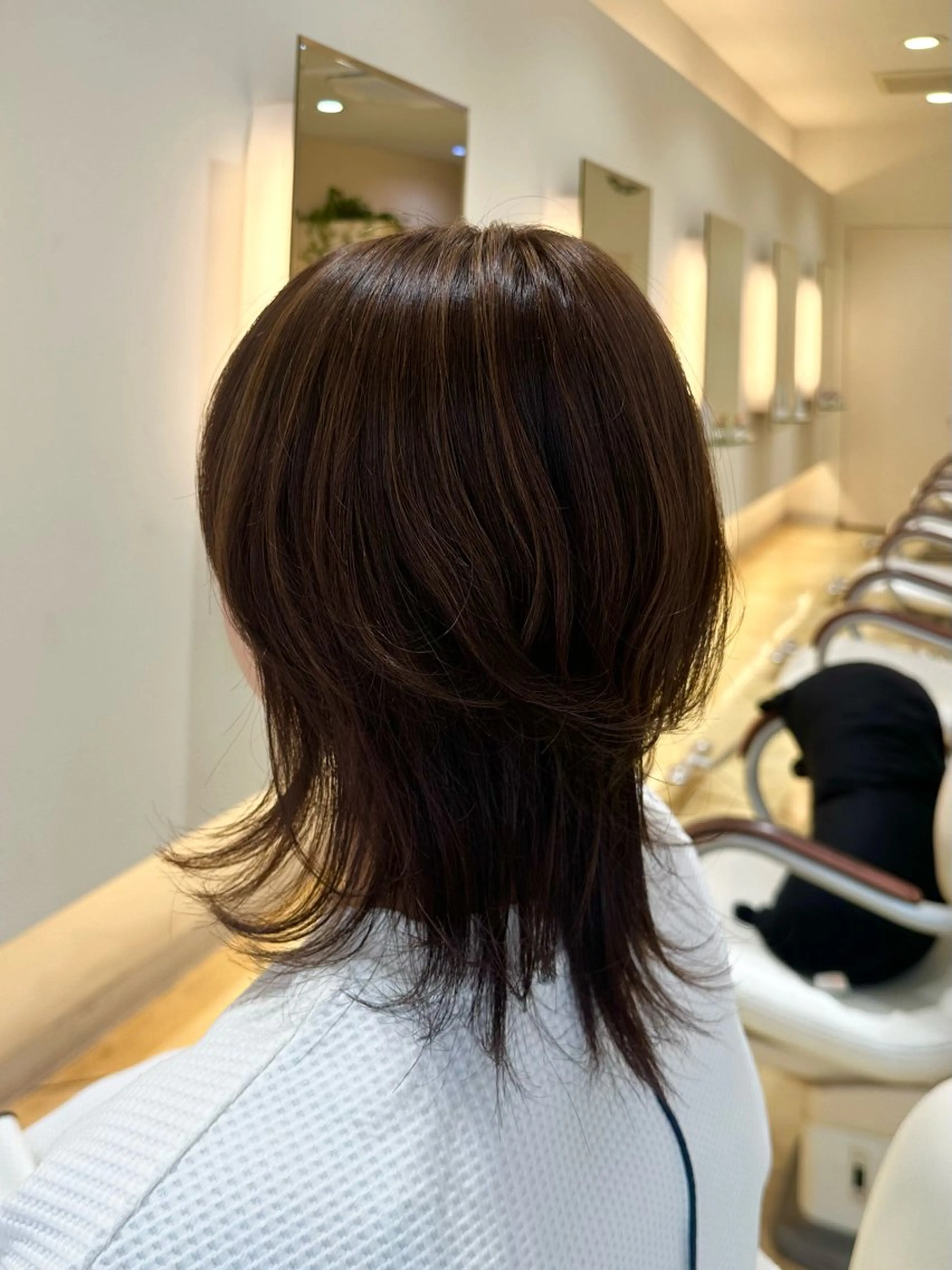 ミディアム パーマ カット ヘアカラー 小顔レイヤー💗 木村実樹のヘアスタイル