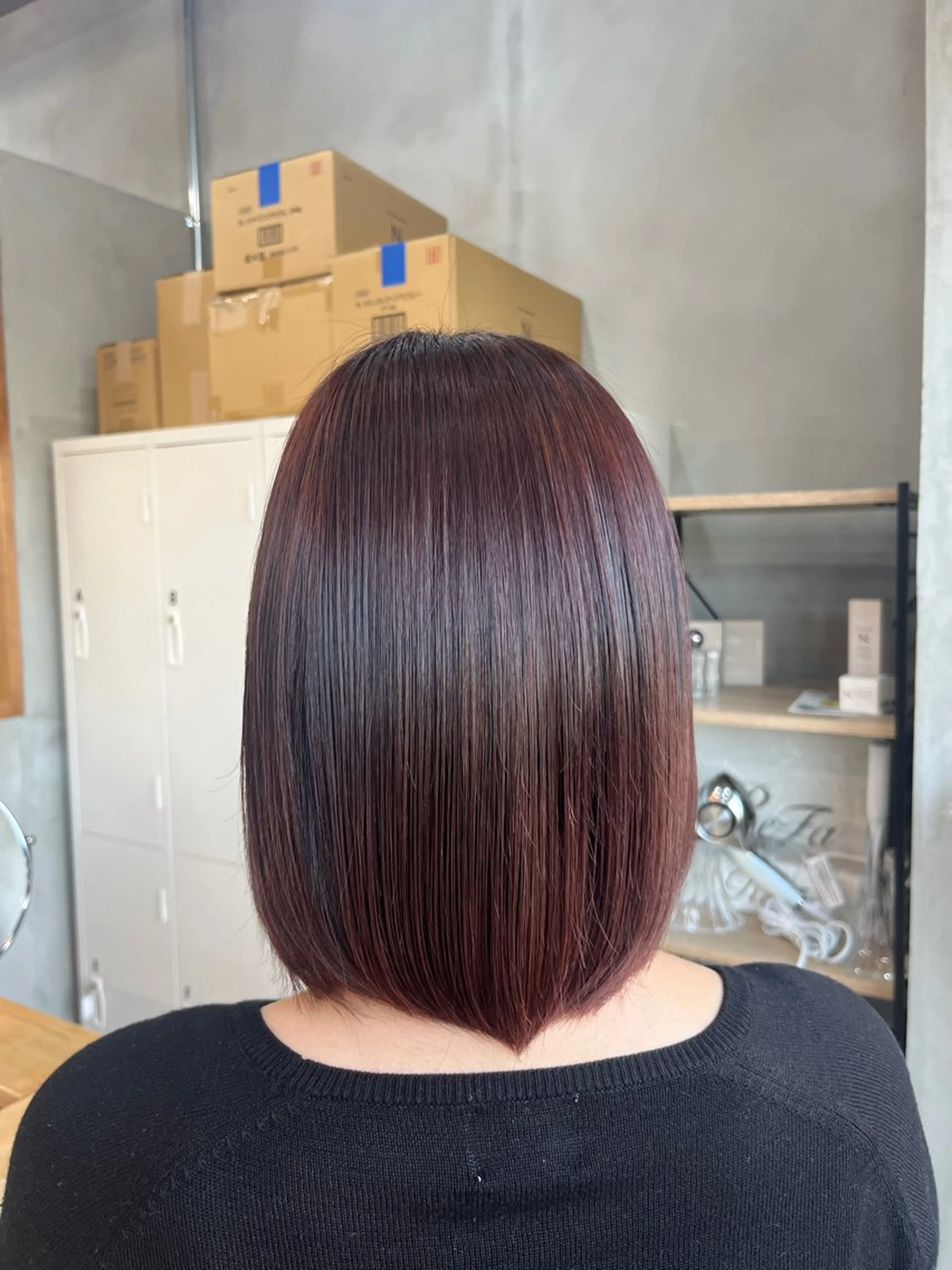 カラー ブラウンカラー レッドカラー 田中 萌のヘアスタイル