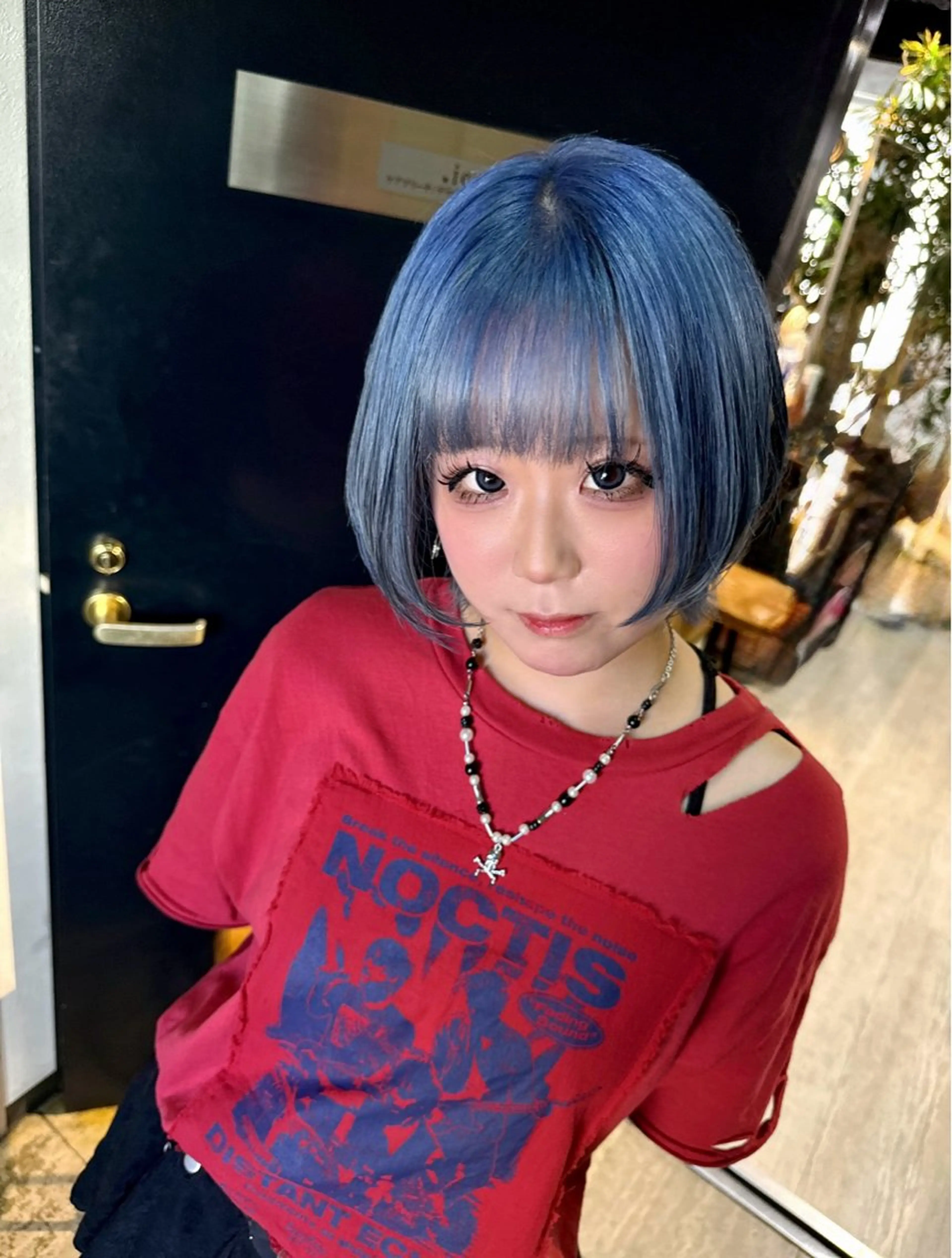 ショート カラー パーマ ヘアアレンジ 切りっぱなしボブ 前下がりボブ ボブレイヤー ブリーチ ケアブリーチ 【.ico】心斎橋/ ウルフ/飛田ゆうきのヘアスタイル