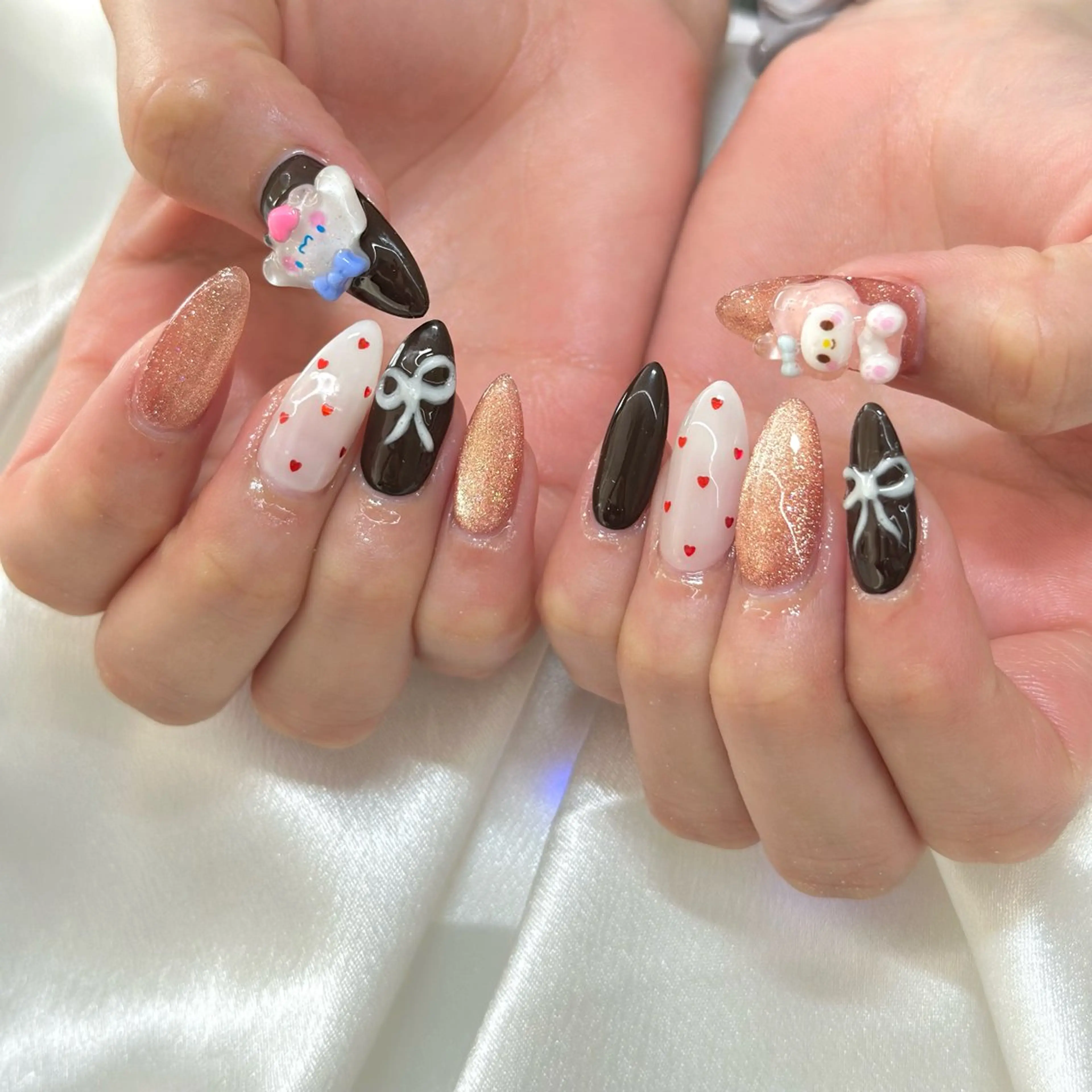 ネイル ブラウン 長さ出し ジェルネイル ロングネイル パラジェル ハンドネイル fukuyasu rikaのネイルデザイン