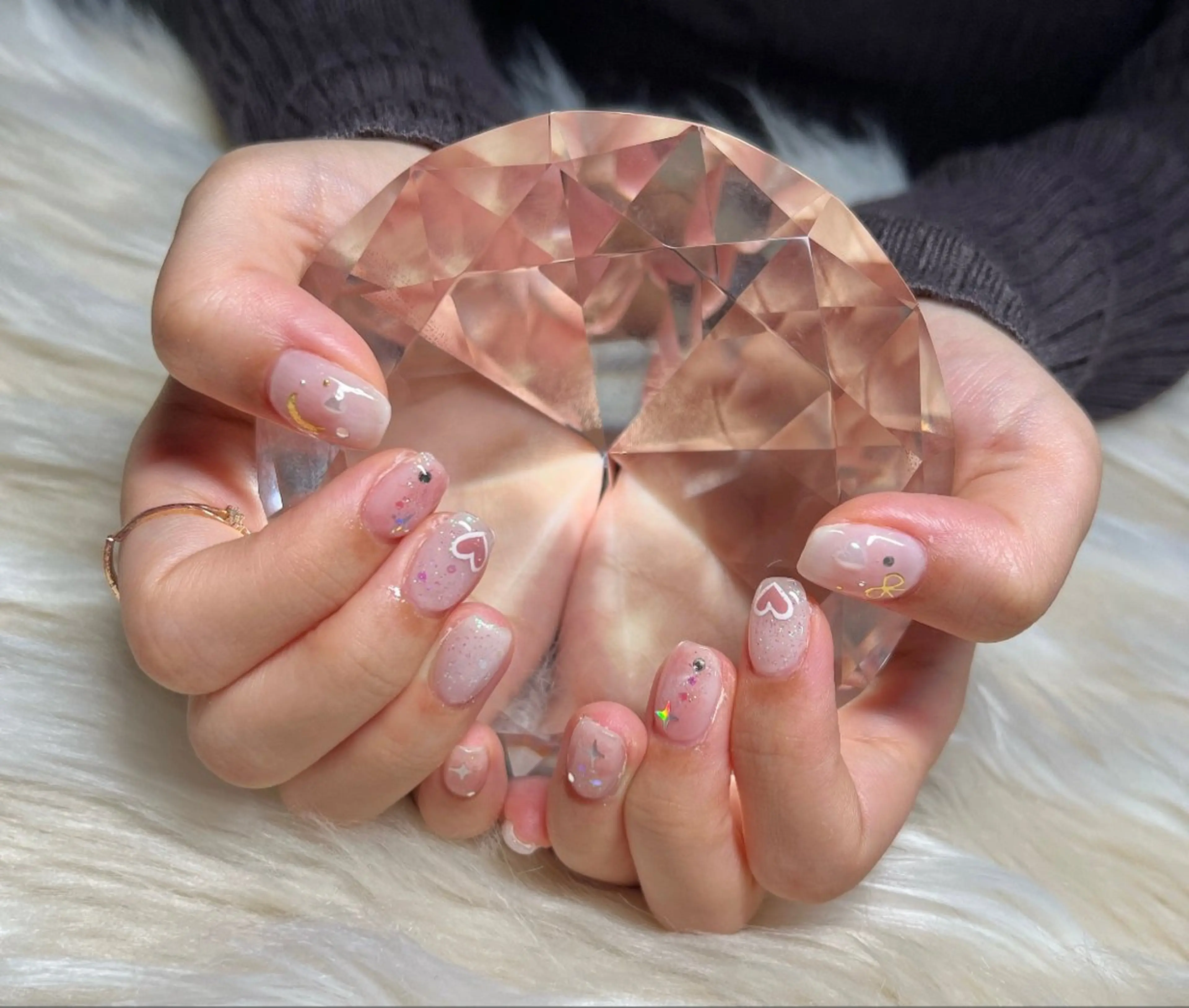 ネイル 長さ出し フレンチネイル ジェルネイル グラデーション ハート ハンドネイル Nail&eye Belire 新宿のネイルデザイン