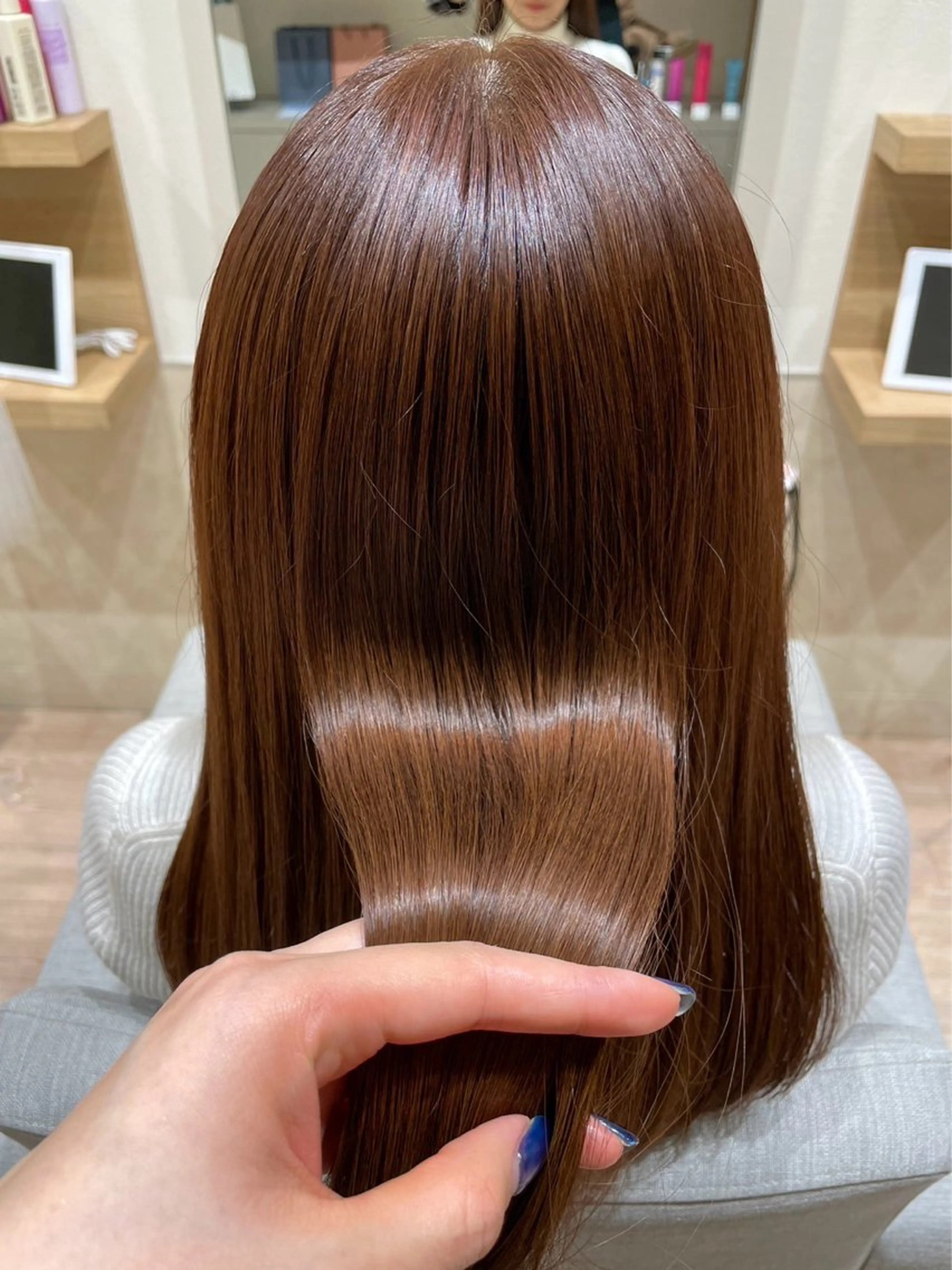 ロング カラー ブラウンカラー ピンクカラー ピンクブラウン 織田 ゆみのヘアスタイル