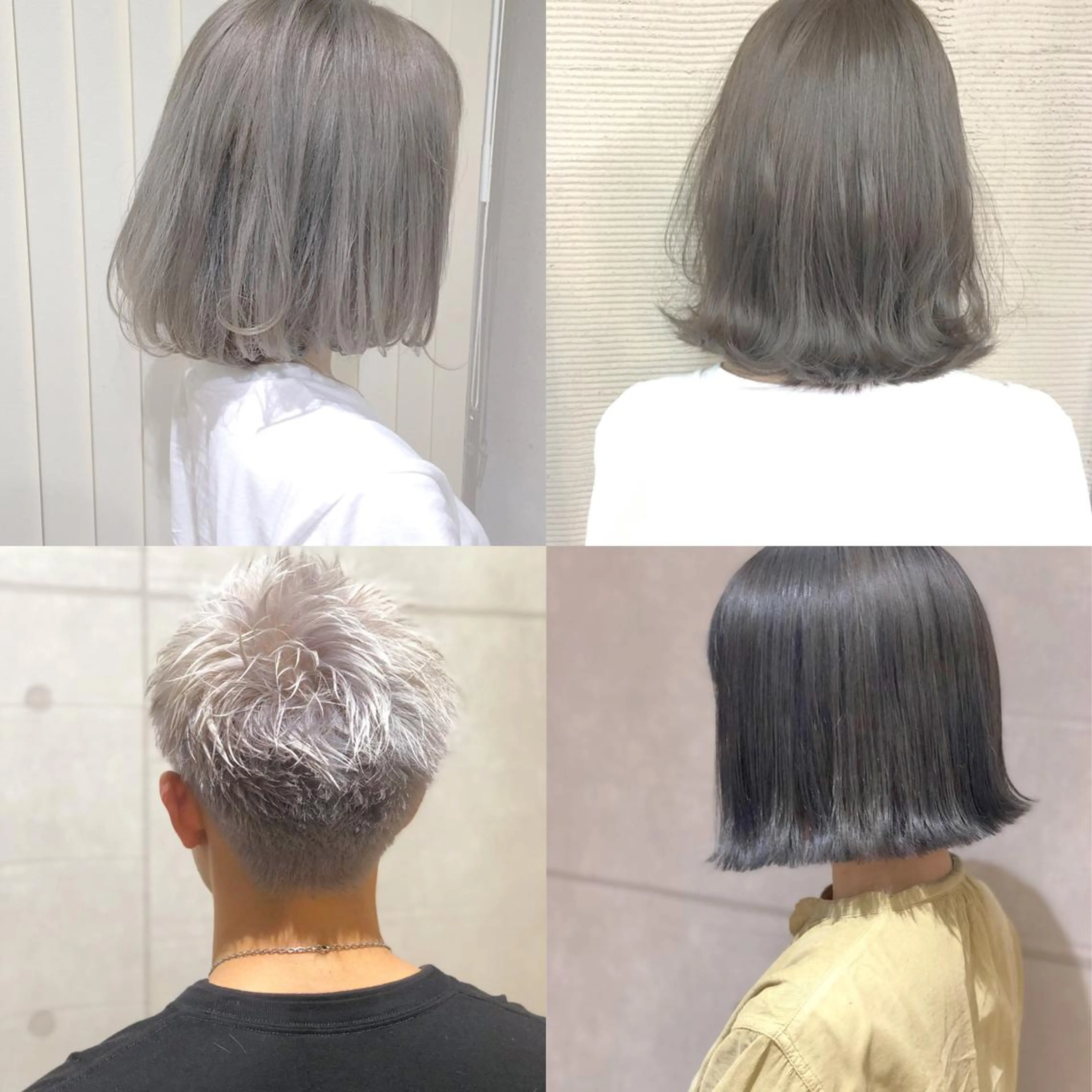 ミディアム カラー パーマ ヘアアレンジ グレージュ シルバー ヘアカラー ハイトーン特化🤍 浦住のヘアスタイル