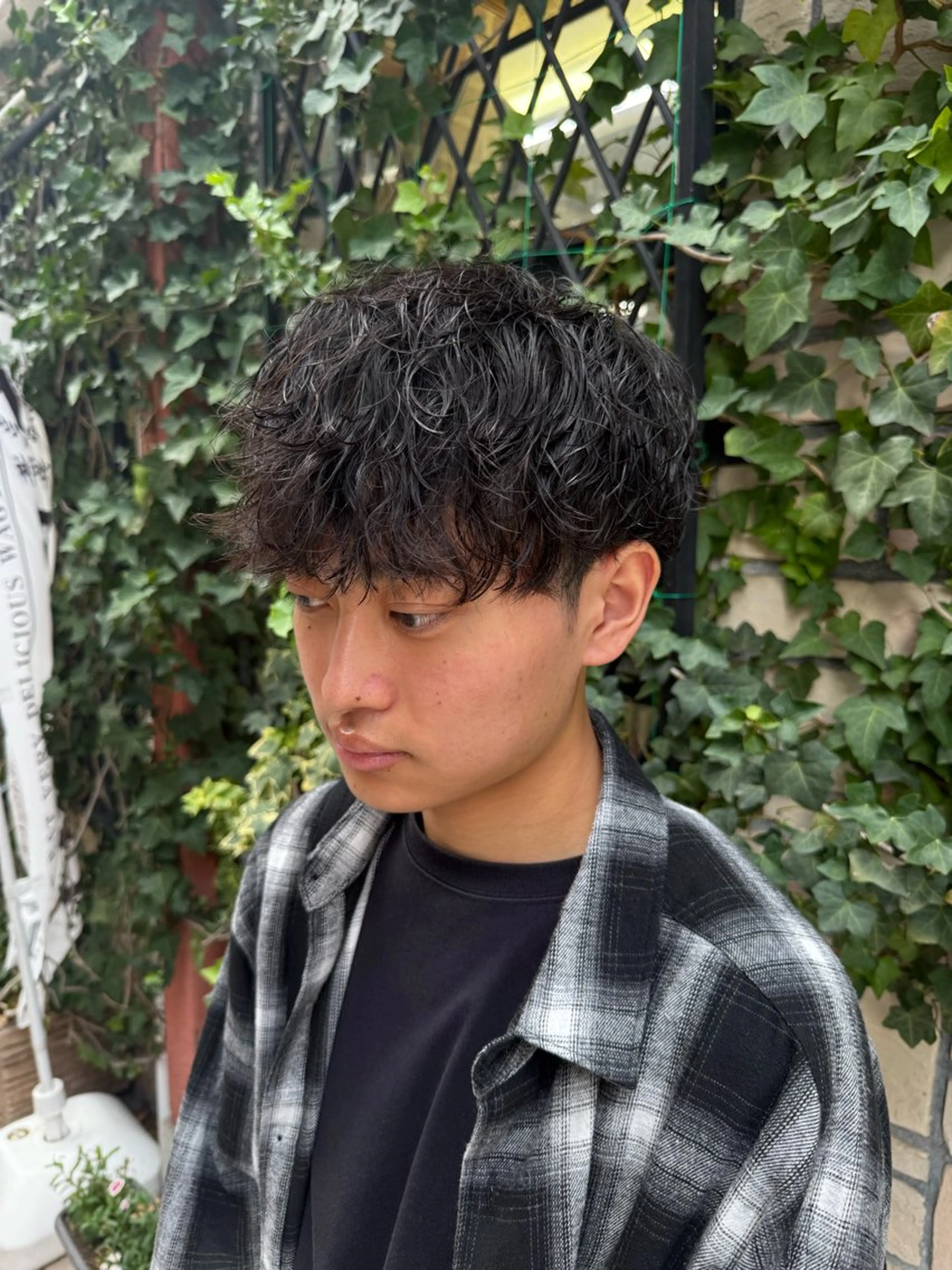 ショート パーマ メンズ 溝口 槙里也のヘアスタイル
