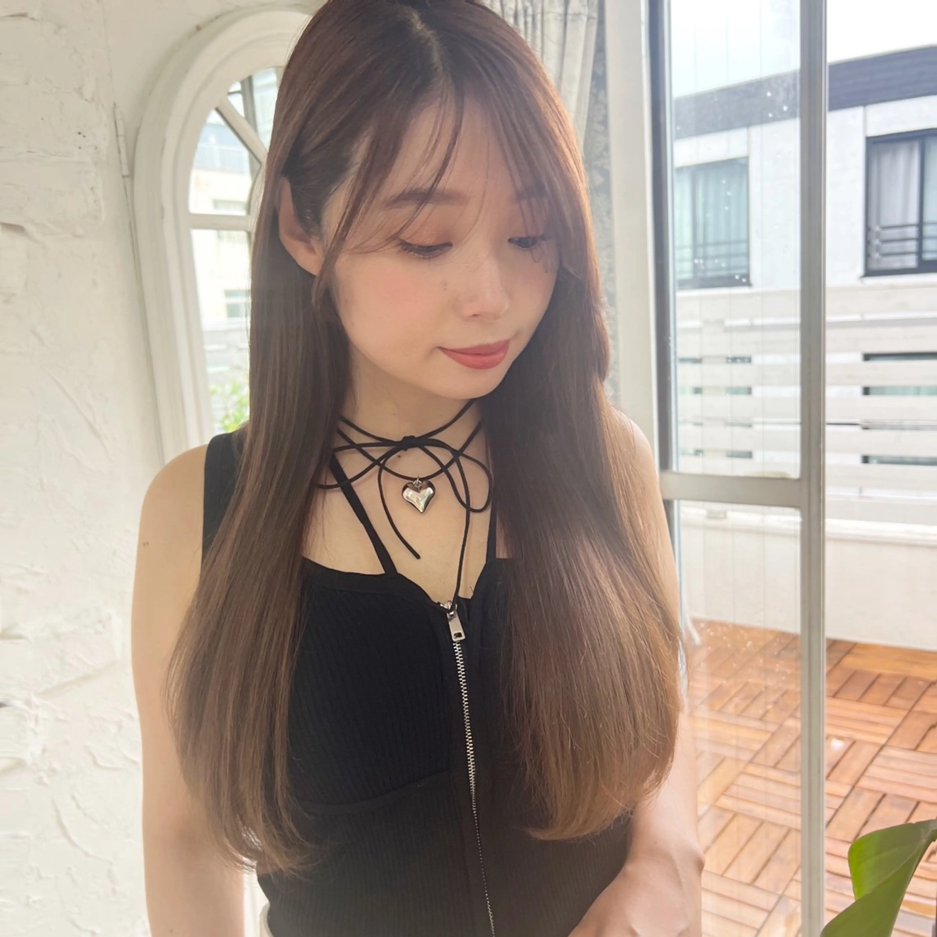 ロング 韓国風ヘア ロング 韓国モテhair🍑 momoのヘアスタイル