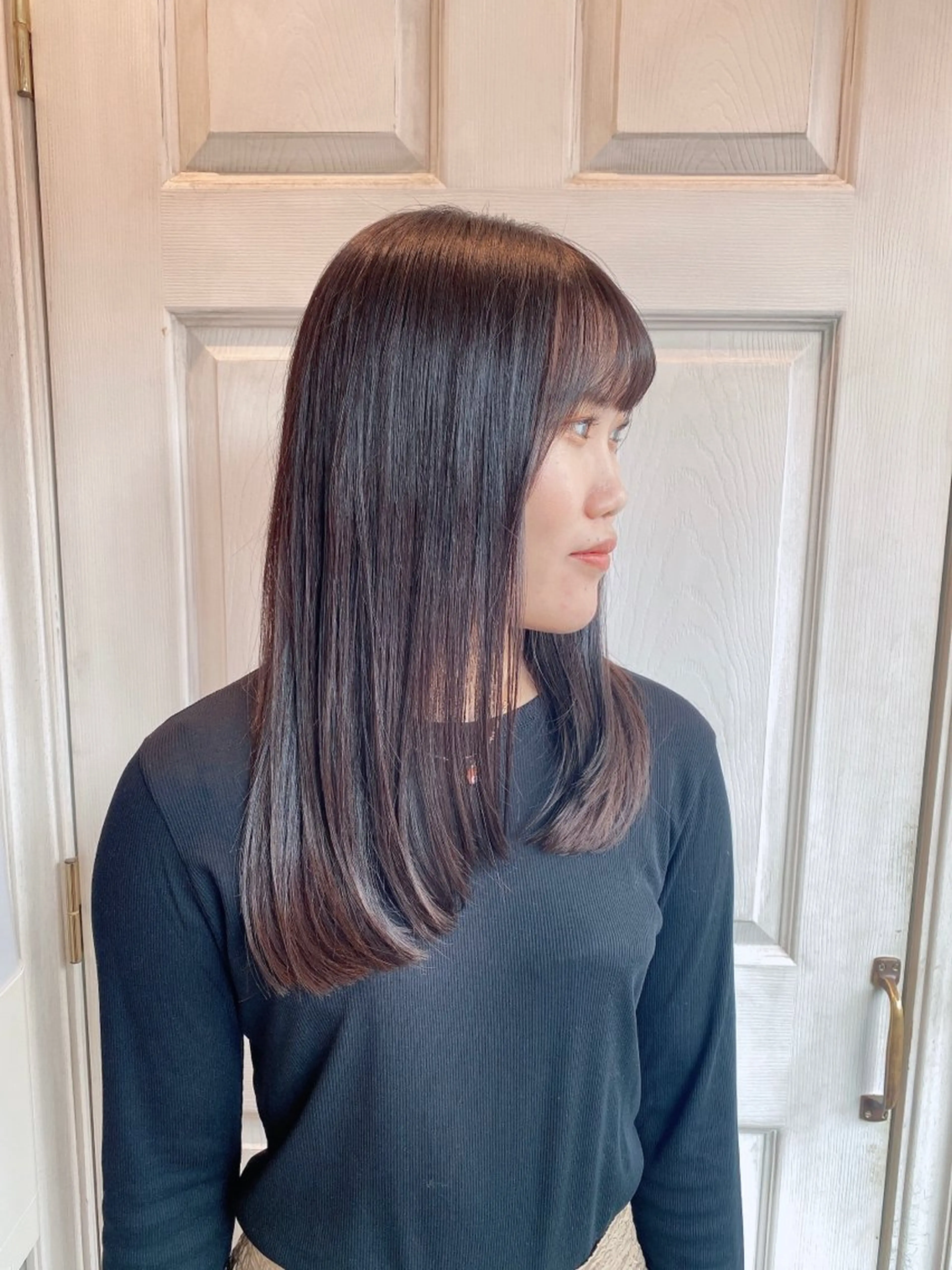 セミロング 縮毛矯正 千 田のヘアスタイル