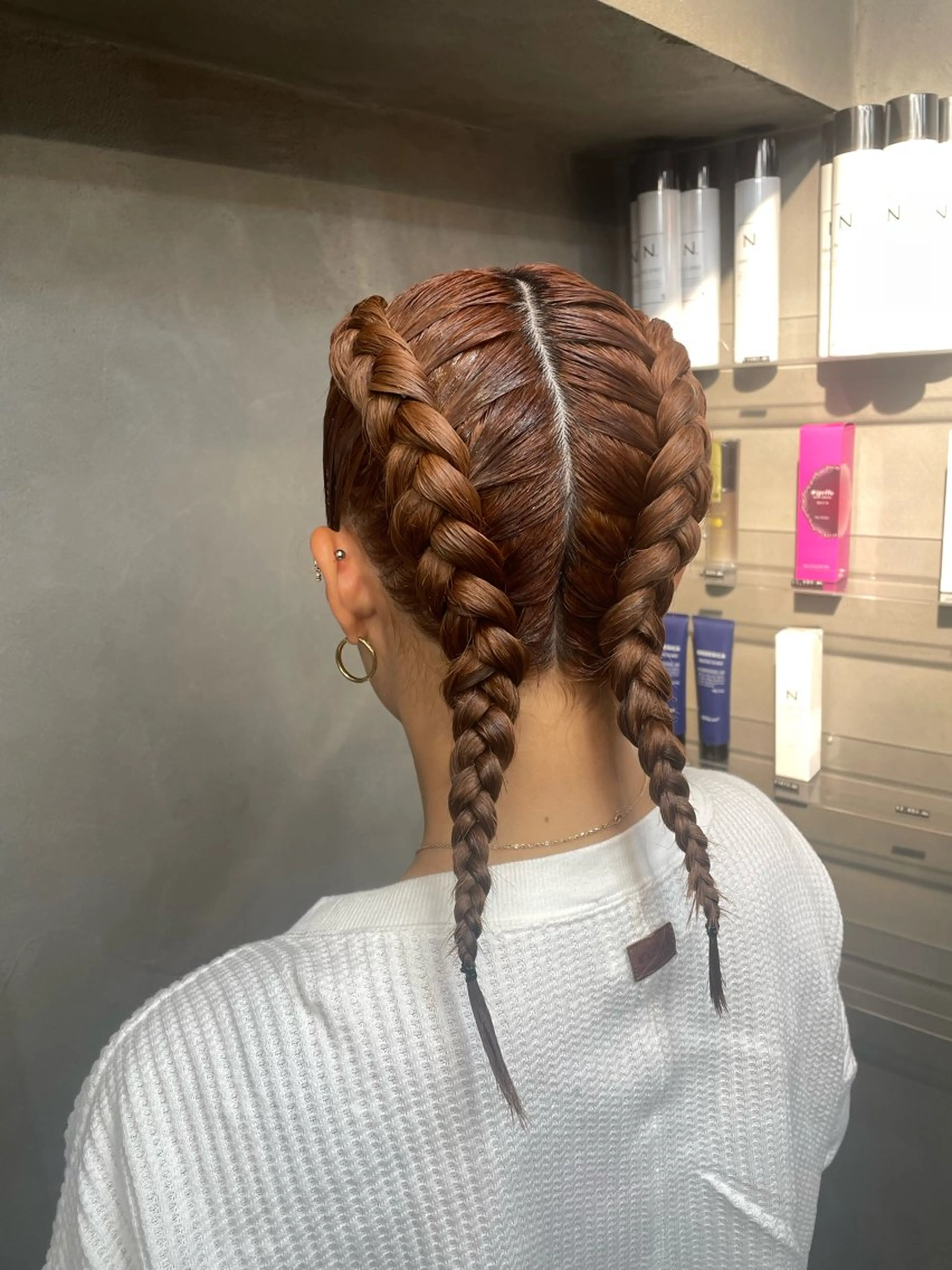 セミロング ヘアアレンジ ヘアセット エクステ/コーンロウ KURUMI⛓️🔥のヘアスタイル