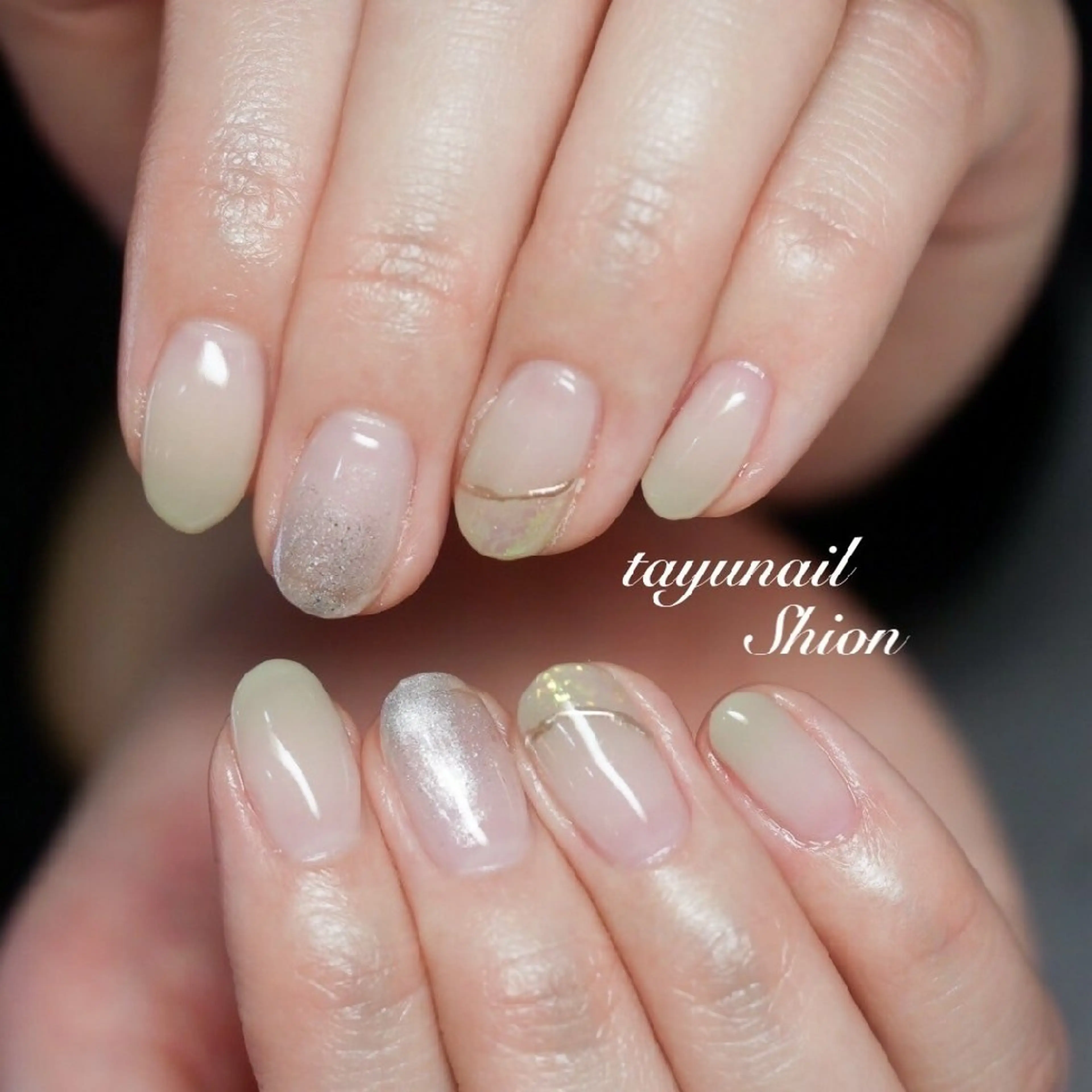 ネイル ジェルネイル グラデーション ミラーネイル パラジェル 春ネイル ネイルサロン 【たゆnail】のネイルデザイン
