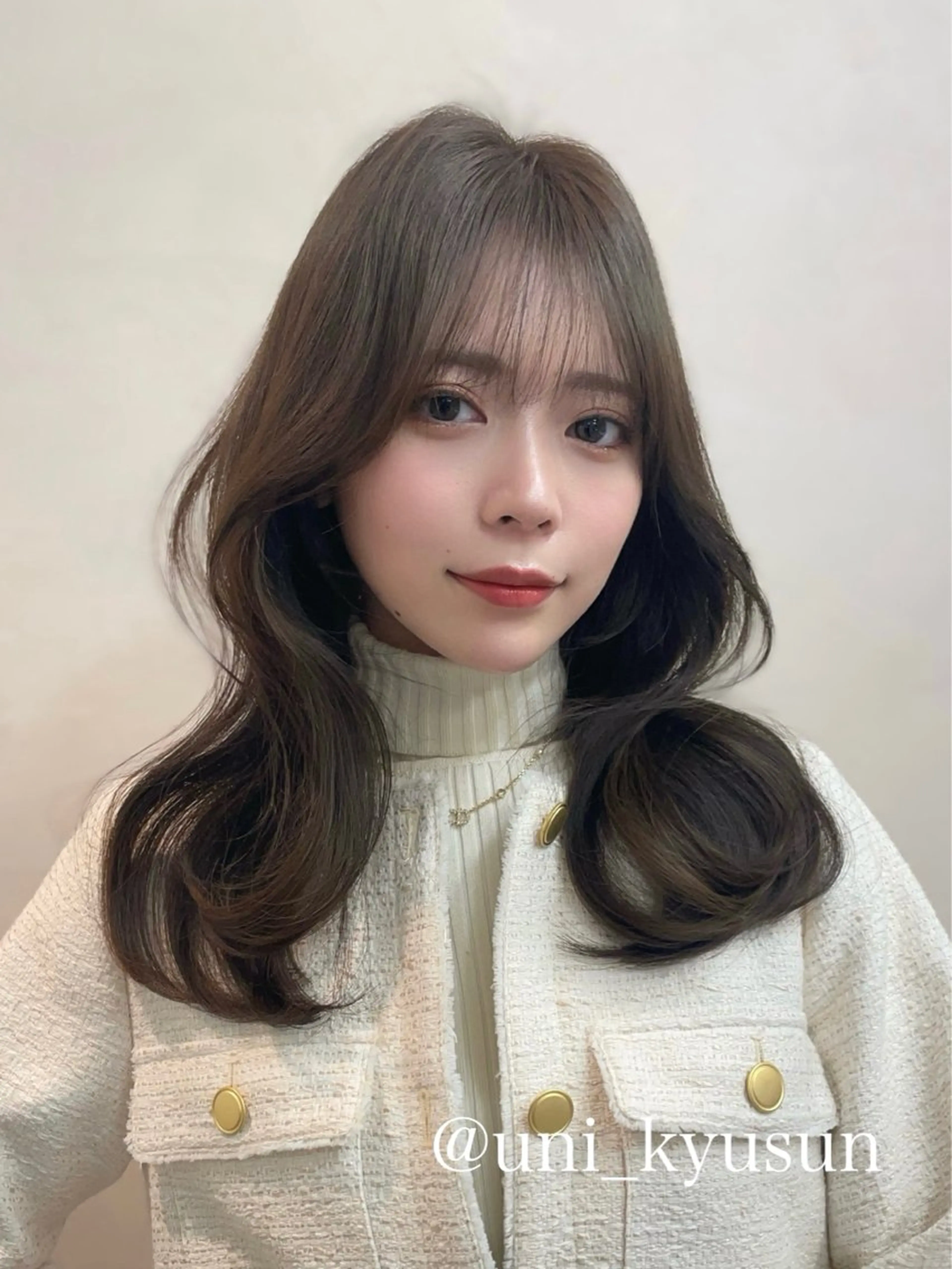 セミロング カラー カット ヘアカラー トリートメント 本格韓国ヘア🇰🇷 【uni】キューさんのヘアスタイル