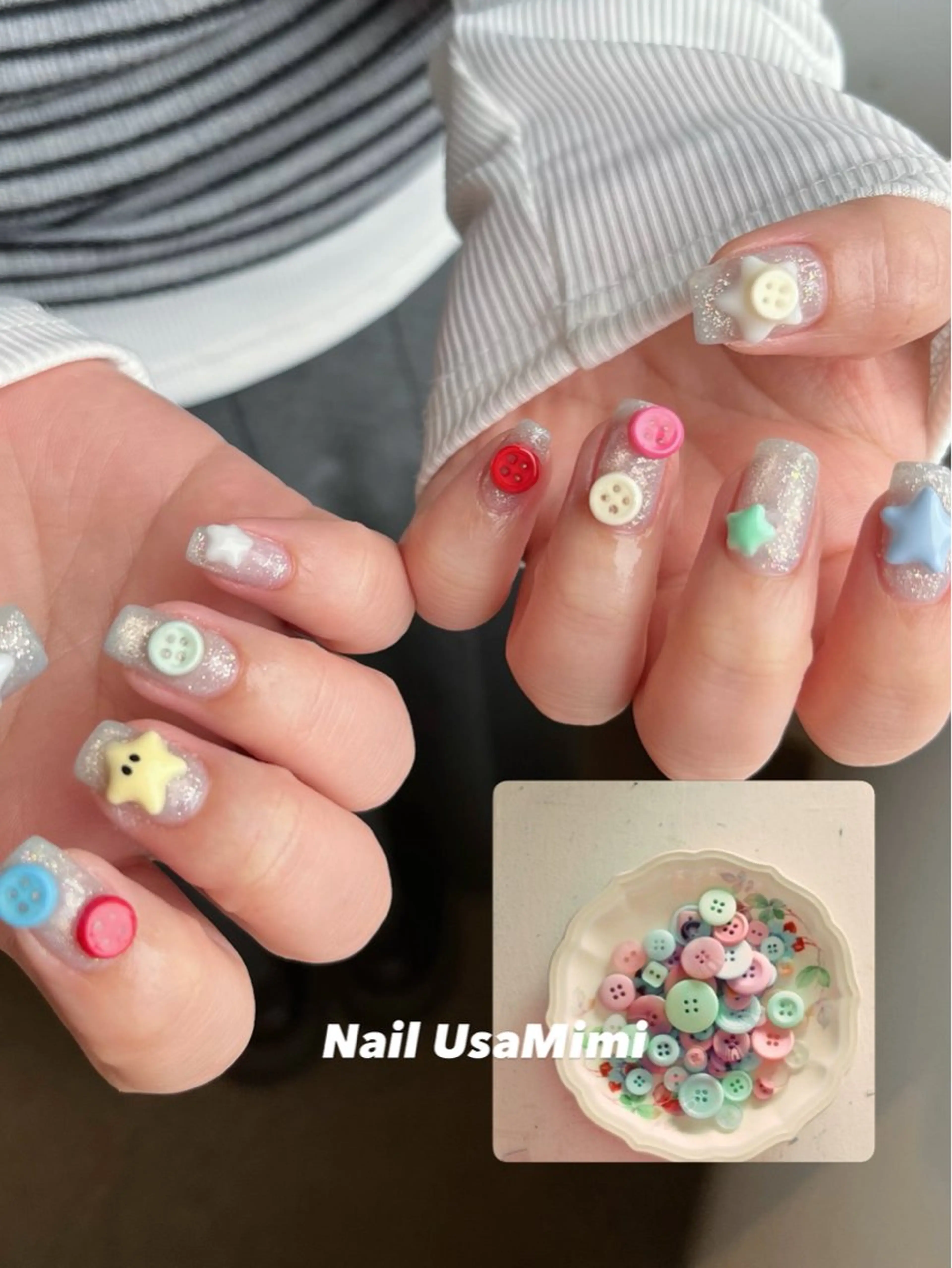 ネイル アートネイル ジェルネイル キラキラネイル オフィスネイル 春ネイル ハンドネイル Nail Usa Mimi ASAKOのネイルデザイン