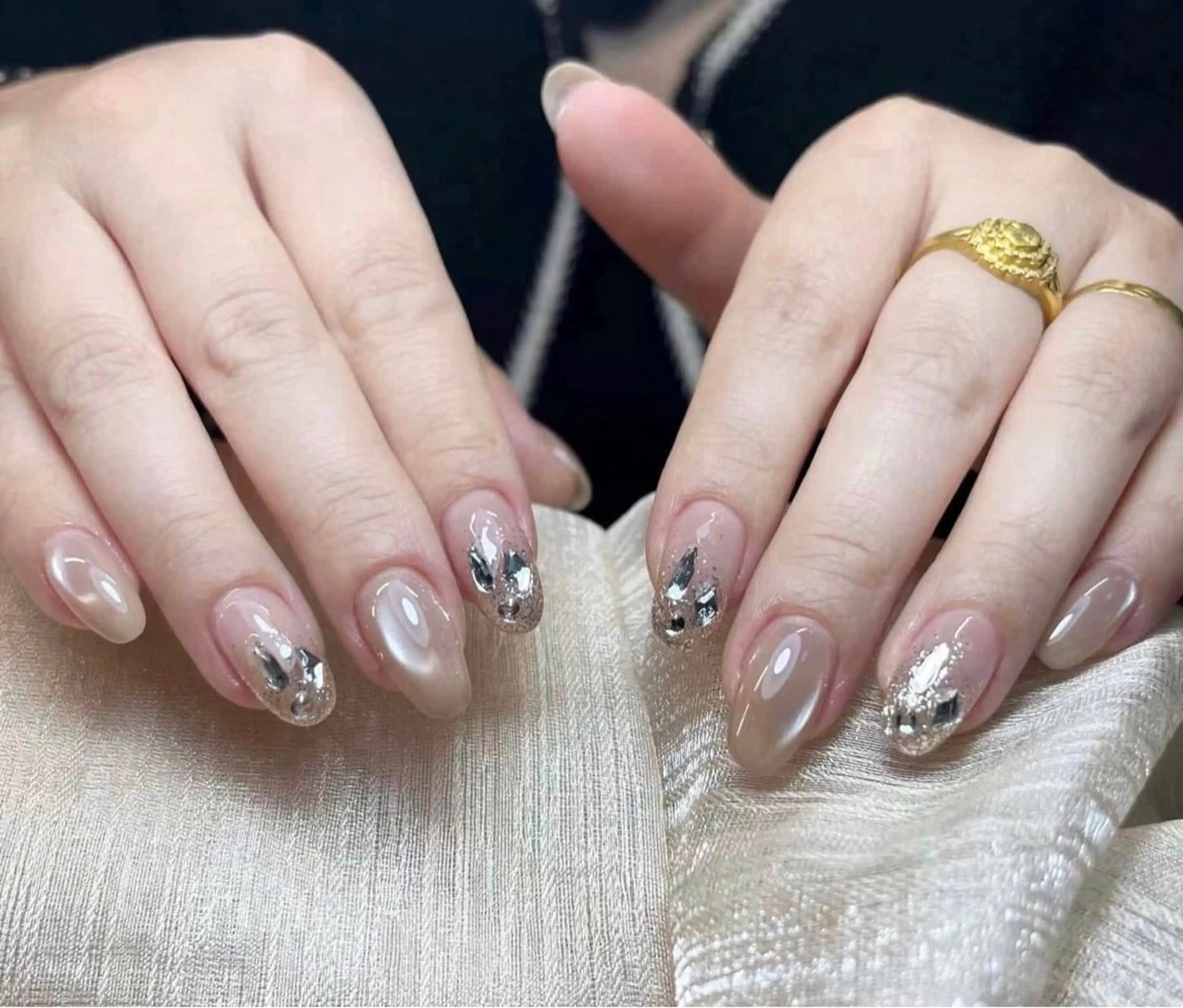 ネイル フレンチネイル ジェルネイル ガラスフレンチ 韓国ネイル マグネットネイル ハンドネイル Minette Nailのネイルデザイン