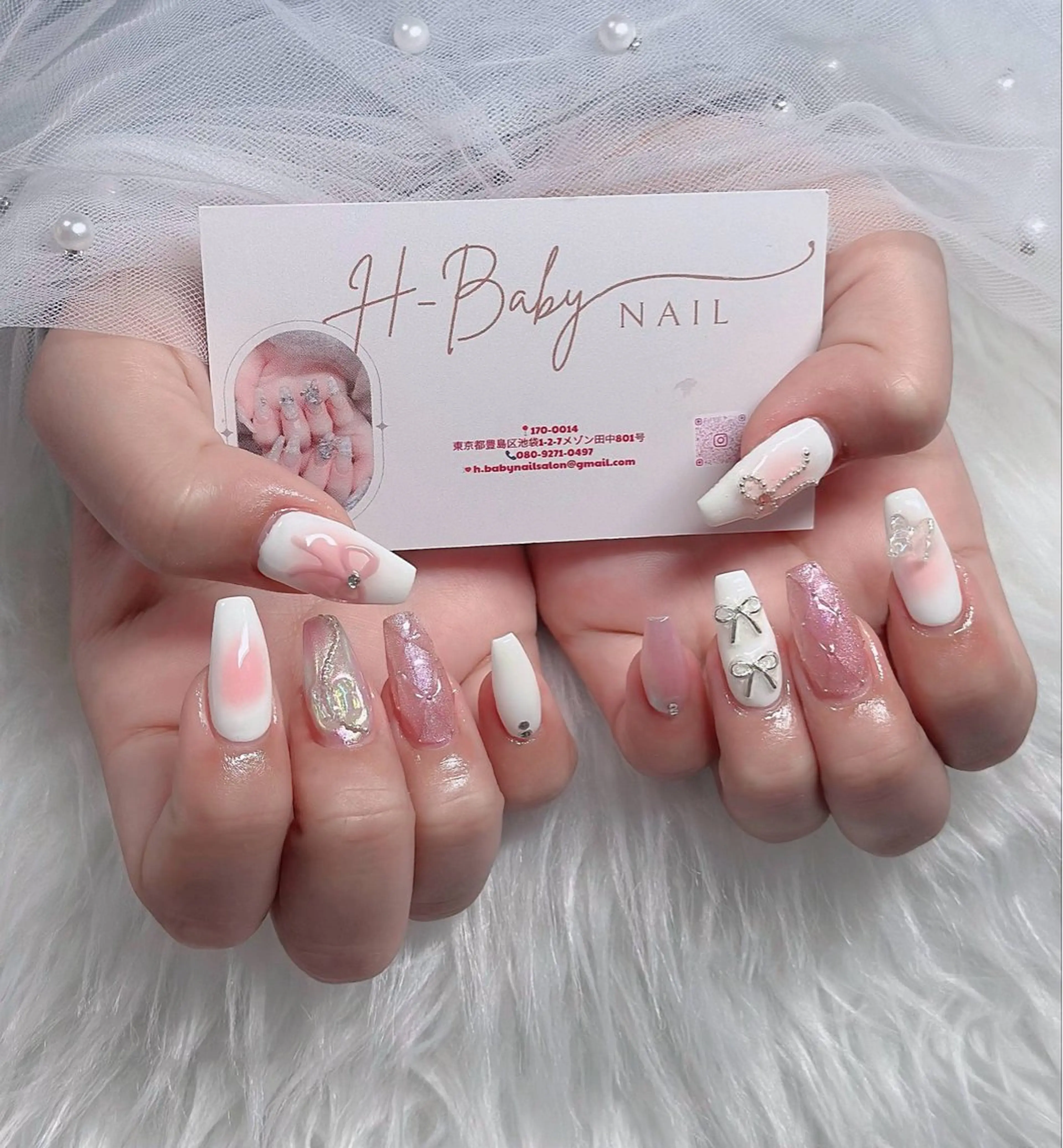 ネイル オーロラネイル フレンチネイル ジェルネイル ハロウィン キラキラネイル H.baby Nail Salonのネイルデザイン