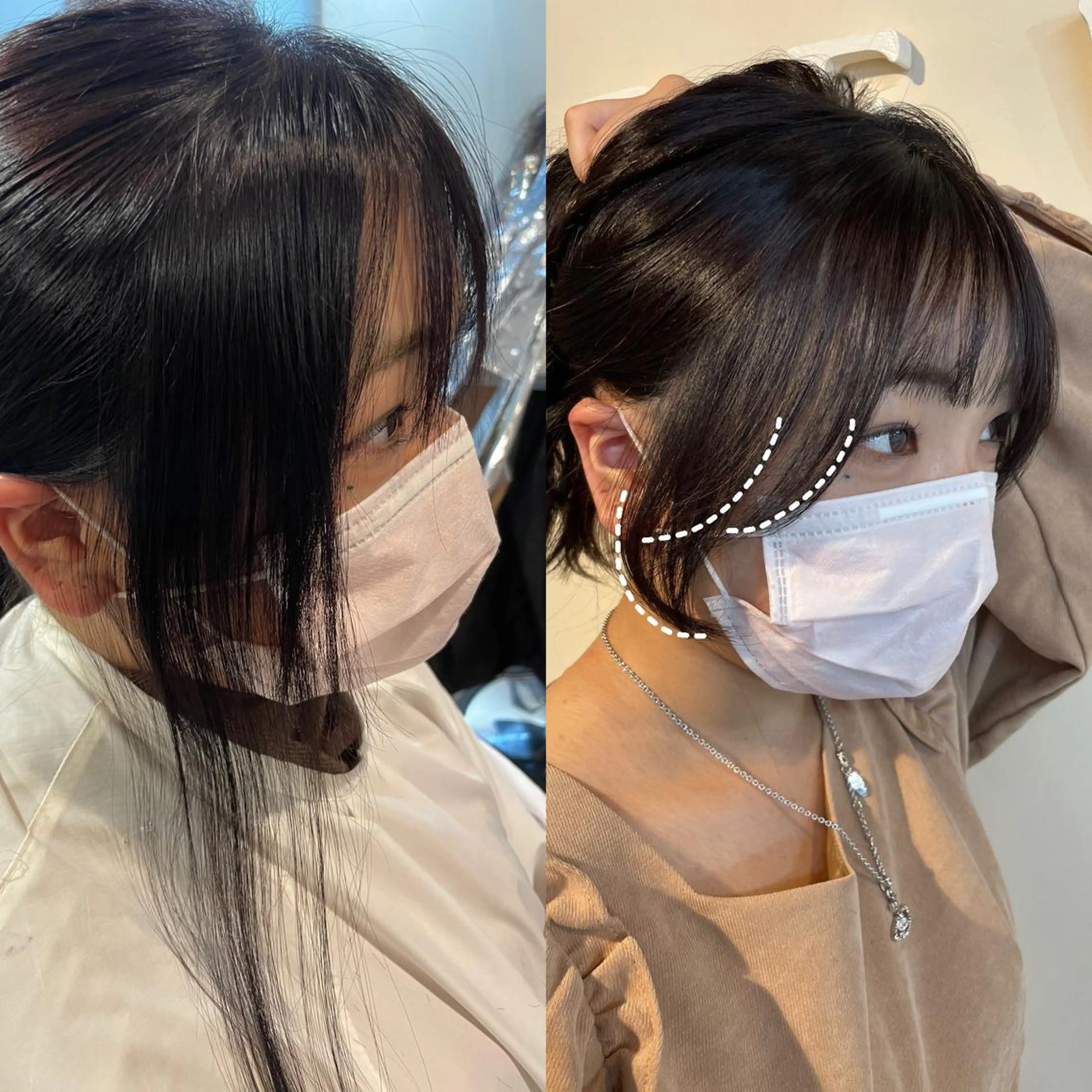 ミディアム カラー ヘアアレンジ おくれ毛 チヒョ🦋 韓国hair🇰🇷のヘアスタイル