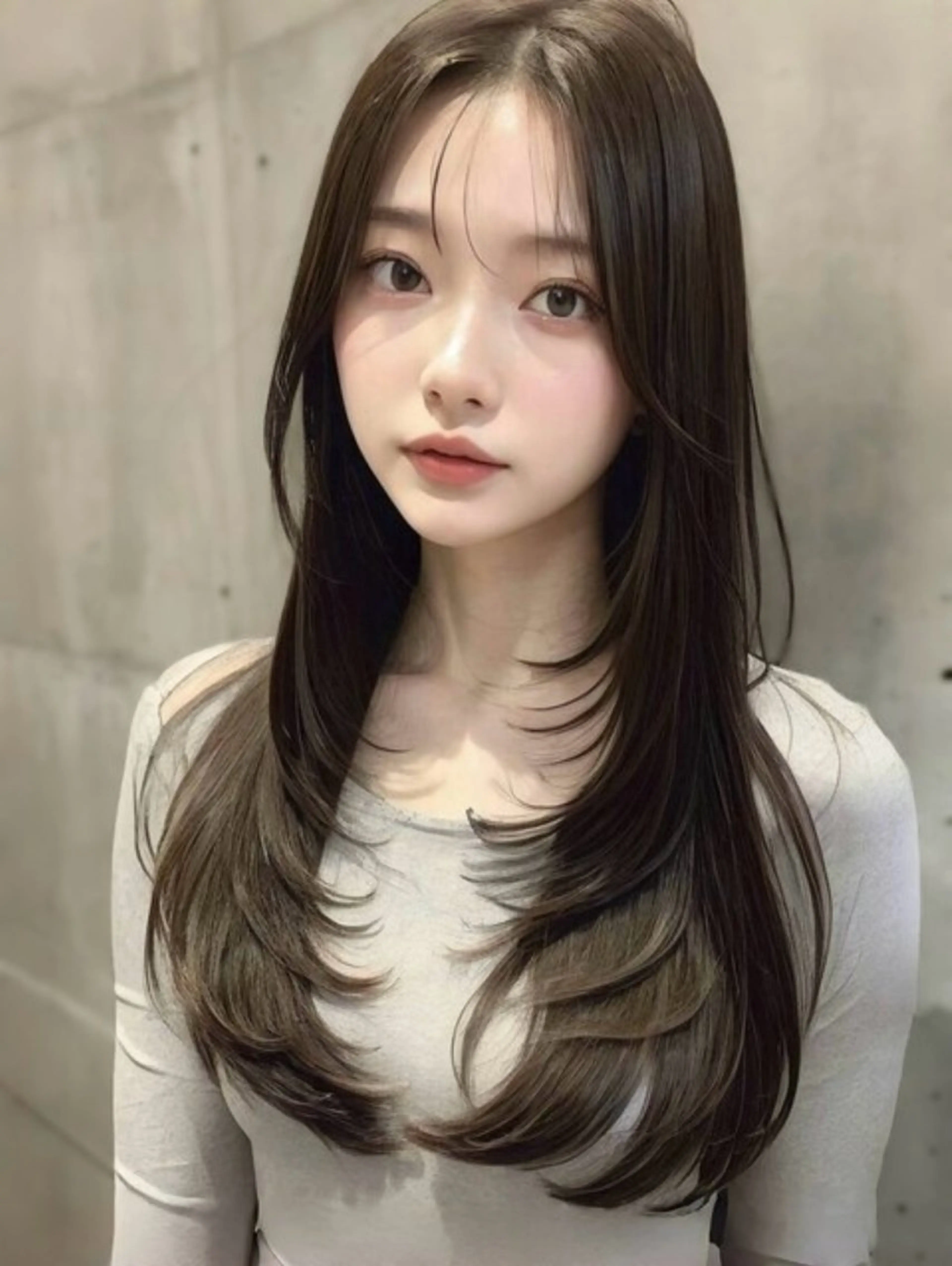 ロング カラー カット ヘアカラー トリートメント ヘッドスパ ヘアセット ️韓国ヘア／レイヤー カットYūka❤️のヘアスタイル