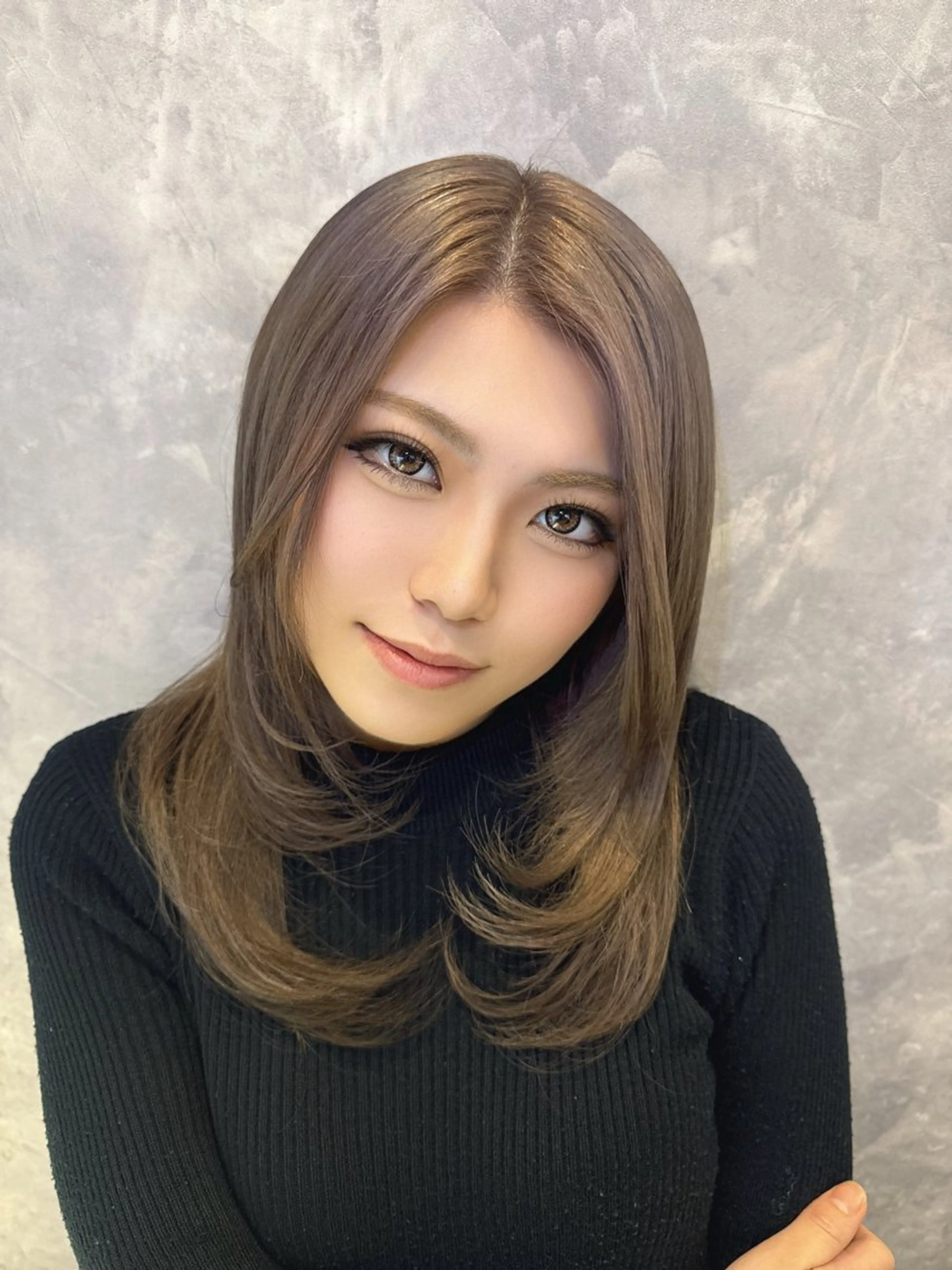 ミディアム ラベンダーベージュ 学生 韓国風ヘア ヘアカラー 🦋ami/浦和 ブリーチ／韓国🦋のヘアスタイル