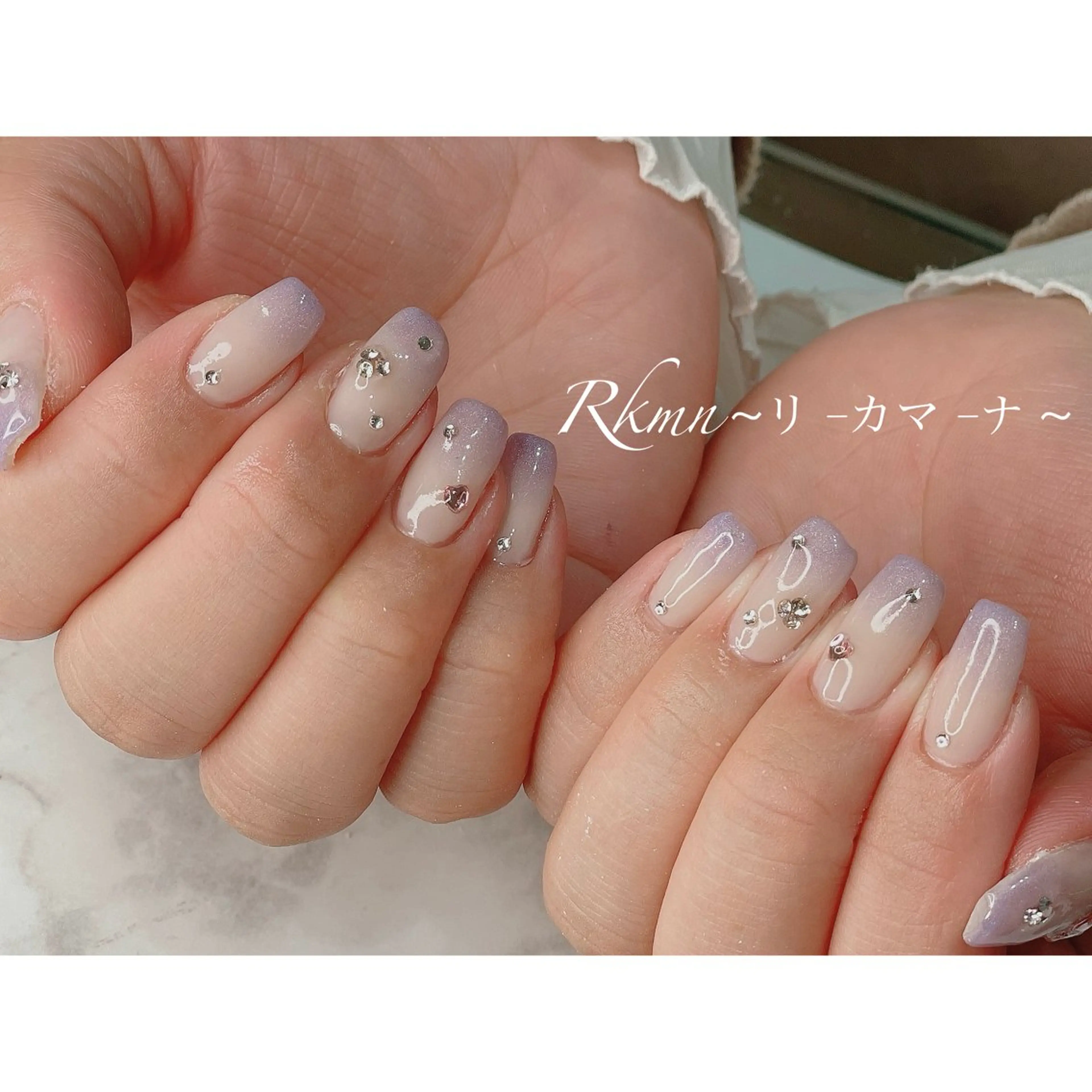 ネイル アートネイル グラデーション ハート ピンク パープル ハンドネイル フットネイル ハンドケア Rkmn ~リ-カマ-ナ~のネイルデザイン