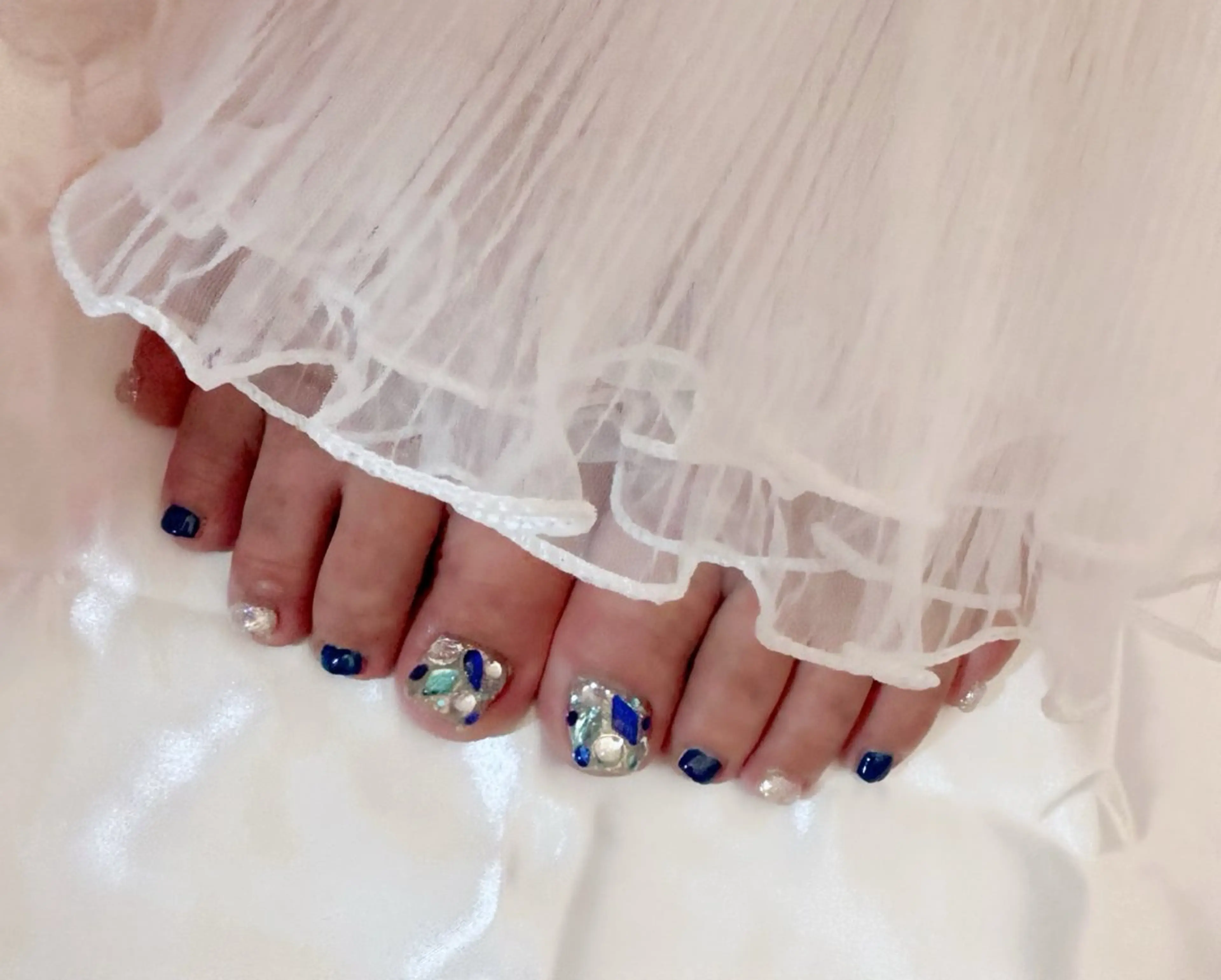 ネイル ブルー フットネイル フットネイル Nail Salon macherieのネイルデザイン