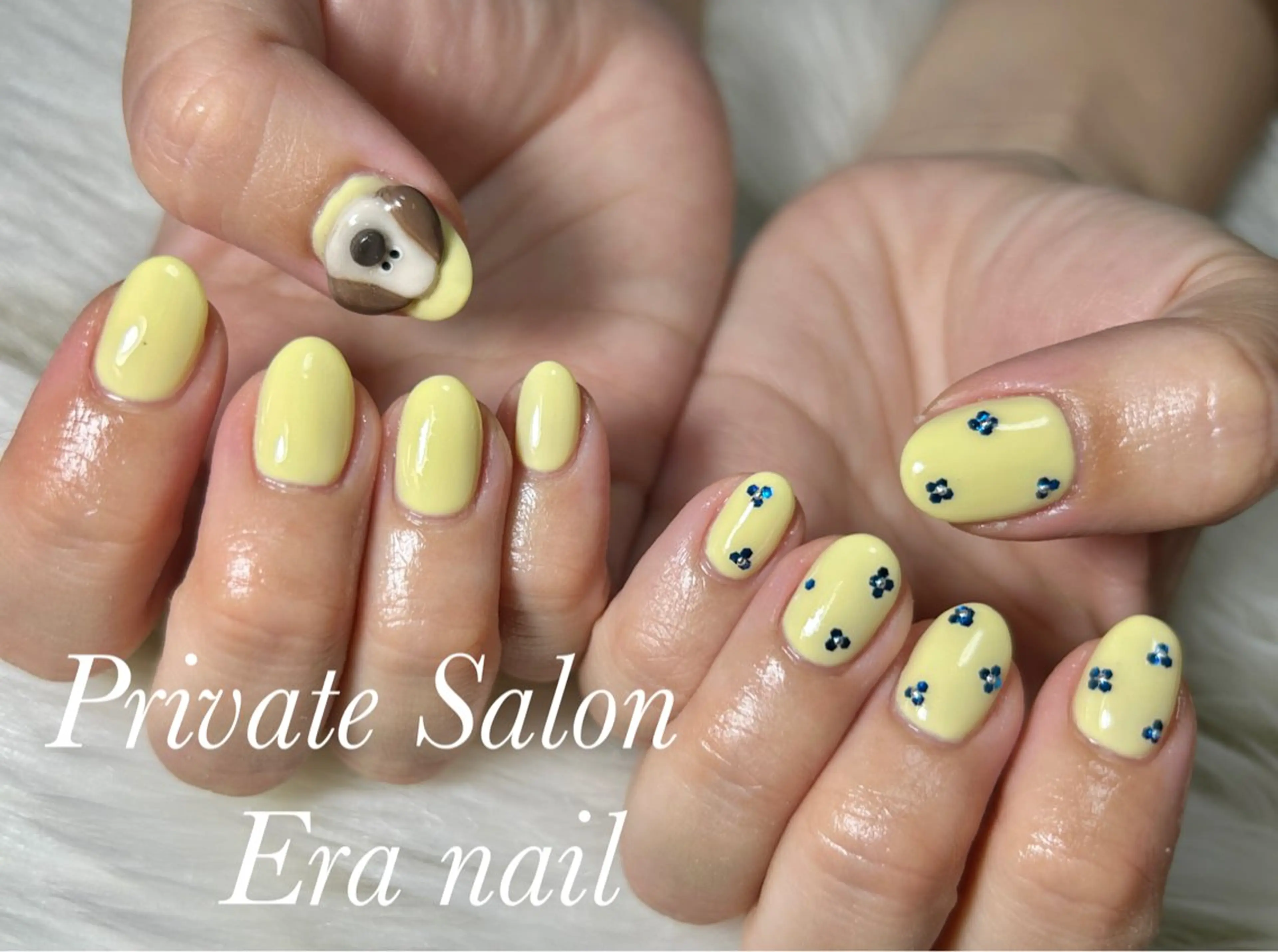 ネイル 持ち込み 黄色 ハンドネイル Era nailのネイルデザイン