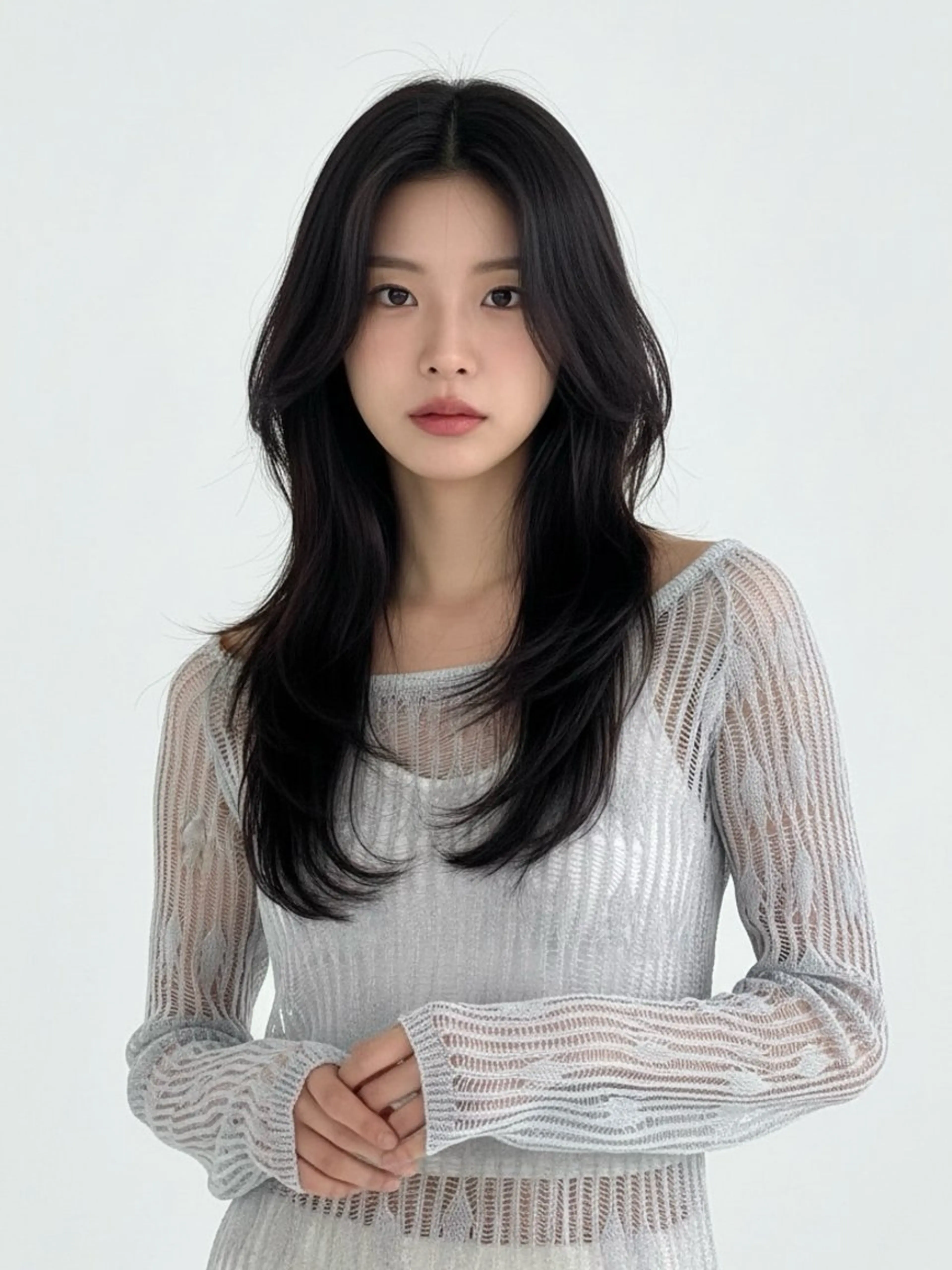 セミロング くびれヘア 顔まわりレイヤー 韓国風ヘア レイヤーカット 小顔カット カット ヘアカラー 韓国レイヤーカット 🫧大阪梅田レイヤーのヘアスタイル