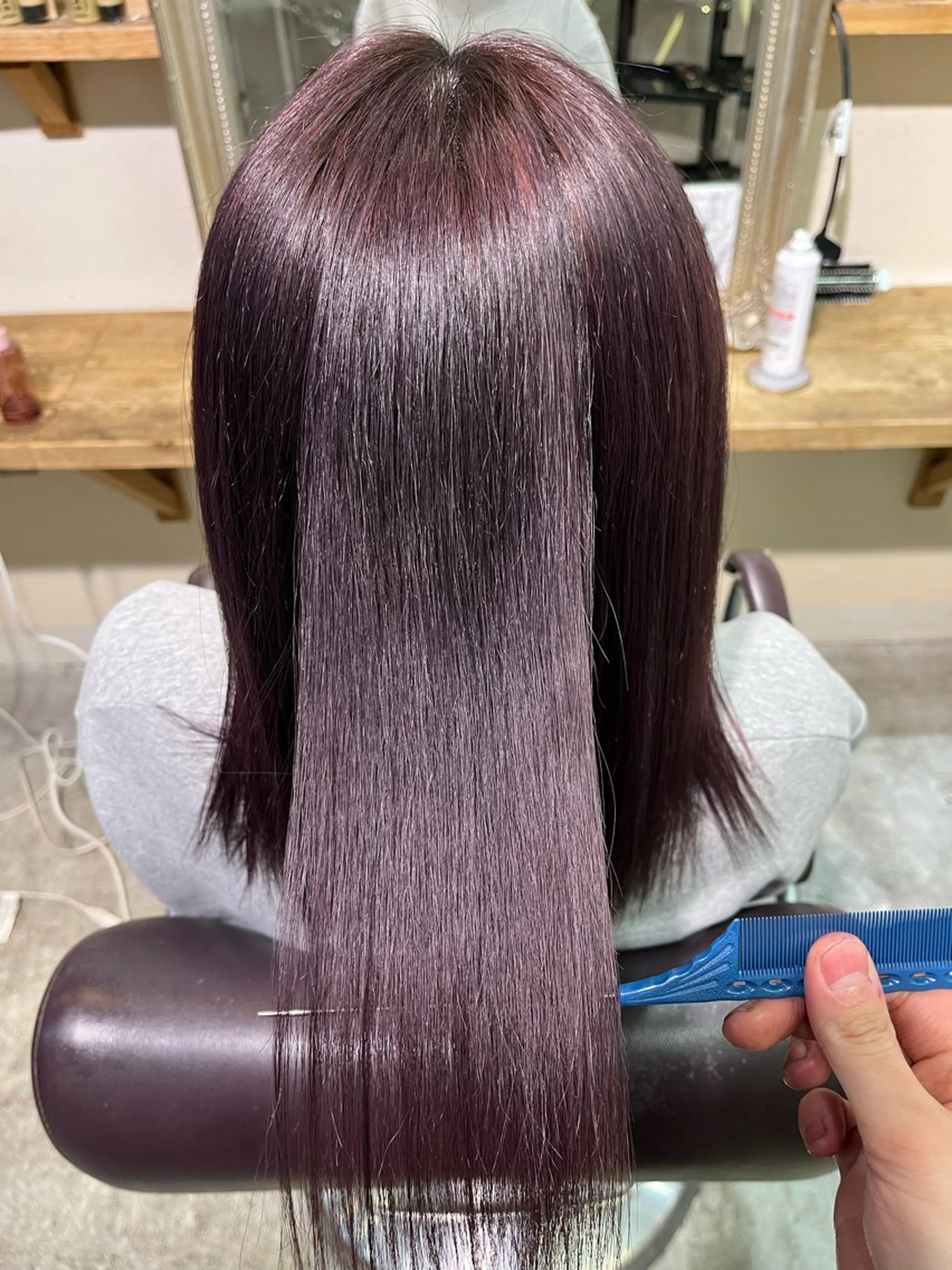 ミディアム カラー ヘアカラー トリートメント フェザーパーマ🌙 毛流れ yuzukiのヘアスタイル