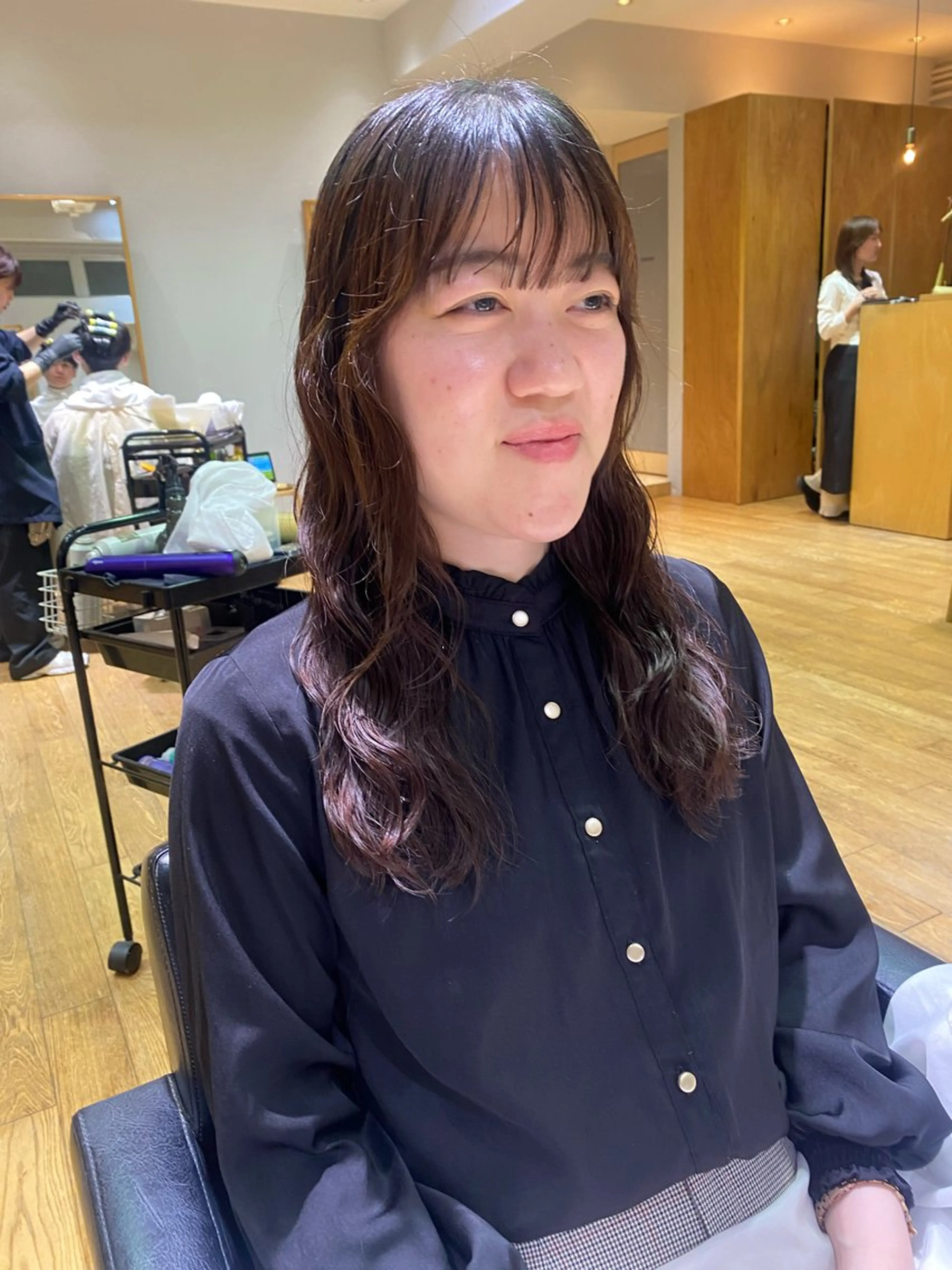 セミロング カット パーマ トリートメント 大人可愛い♡コテ巻き パーマ🌼杉田 萌恵のヘアスタイル